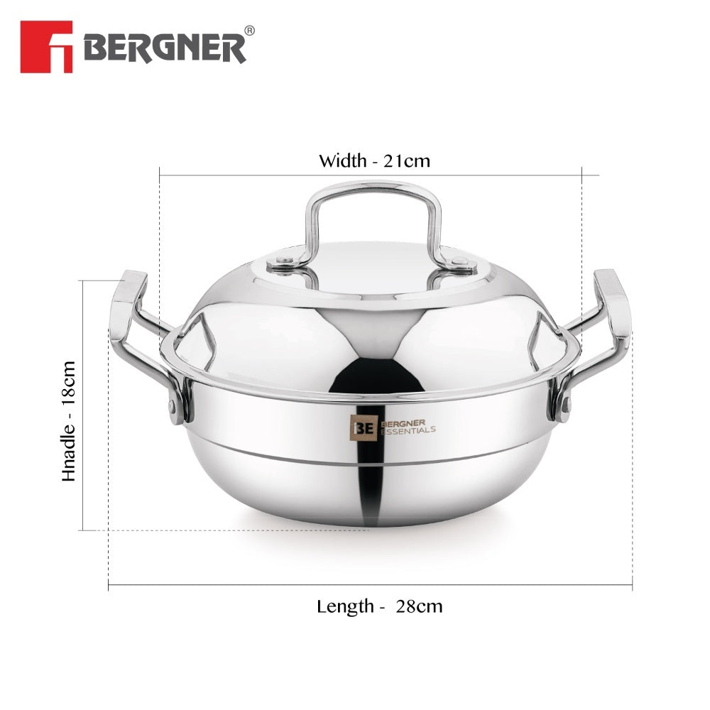 BE Essentials Triply Stainless Steel 21cm Multi Kadai