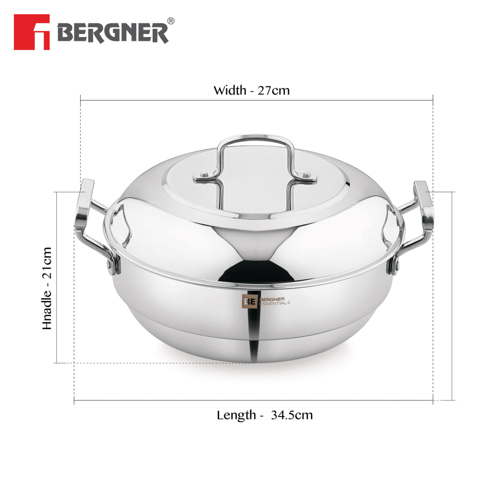 BE Essentials Tri-Ply Stainless Steel 27cm Multikadai