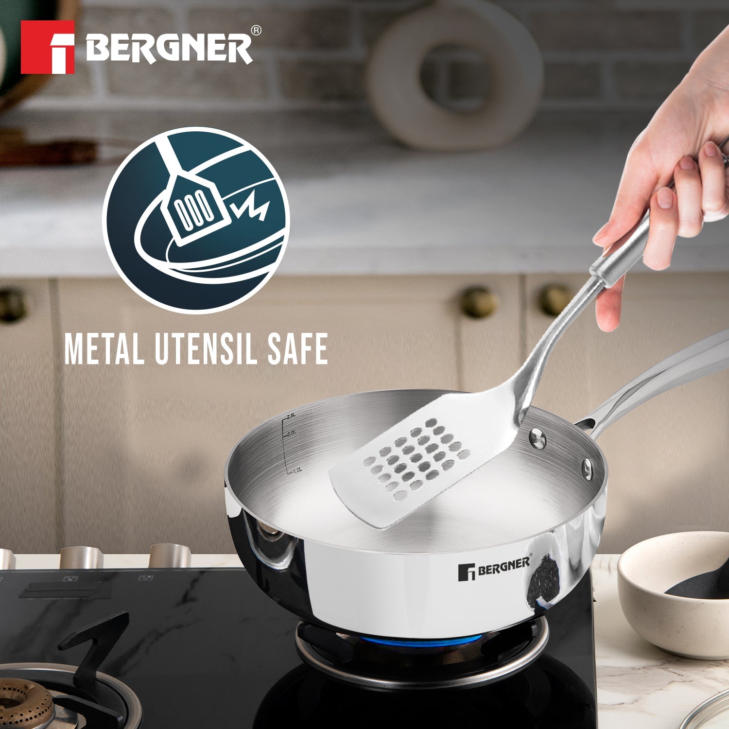 Argent Saira Saiba Tri-Ply Stainless Steel 3 Pcs Cookware Set