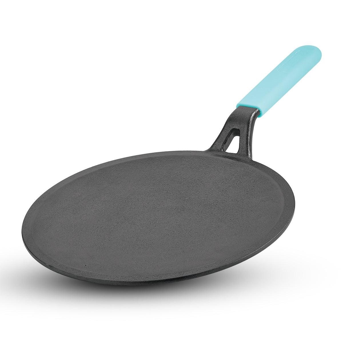 Eco Cast Iron 26cm Roti Tawa, Comes with Silicone Sleeve - Induction Bottom (Black)