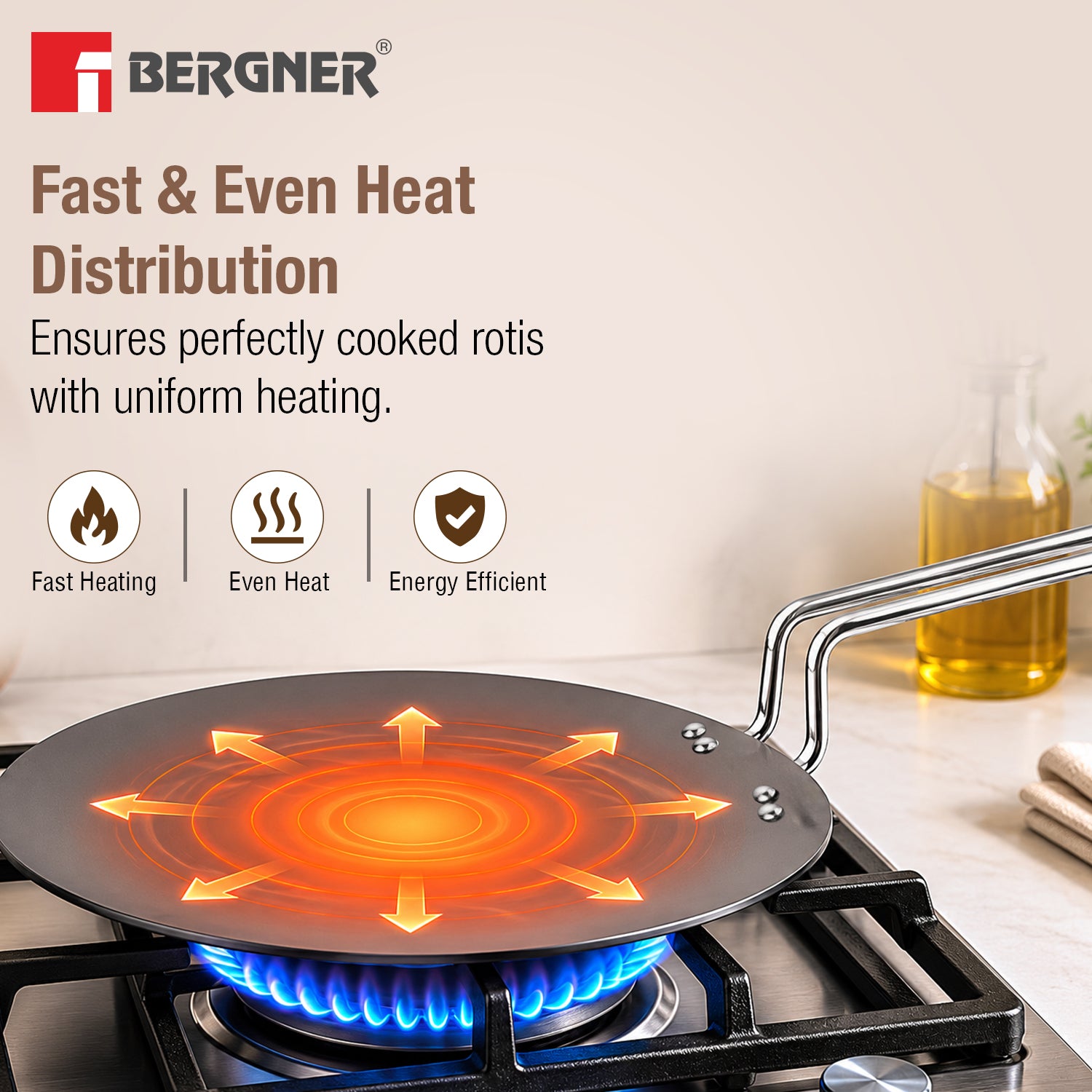 ArtisanForge Hard Anodised 25cm Roti Tawa