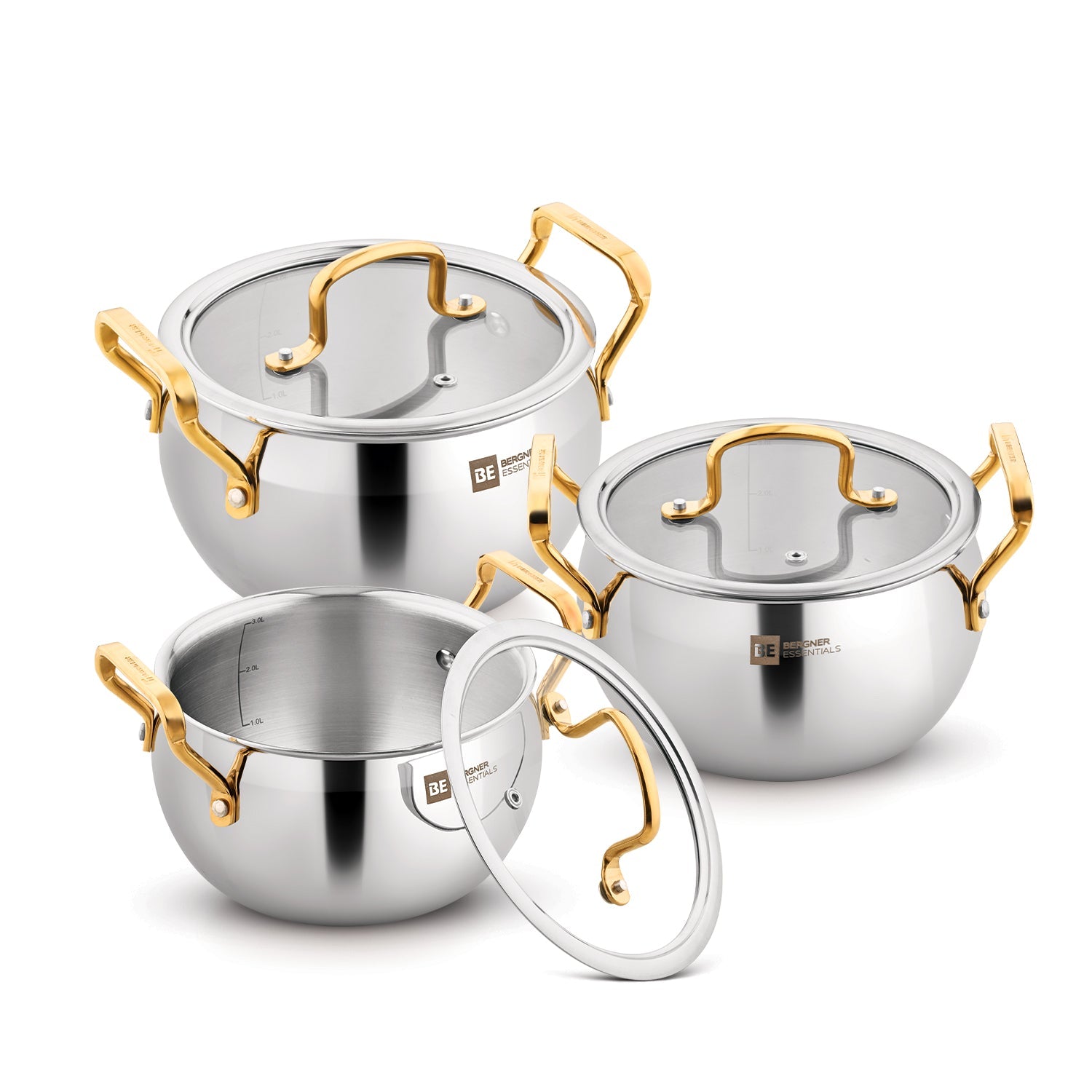 BE Essentials Rishi Gold Tri-Ply Stainless Steel 6 Pcs Rice Handi Set