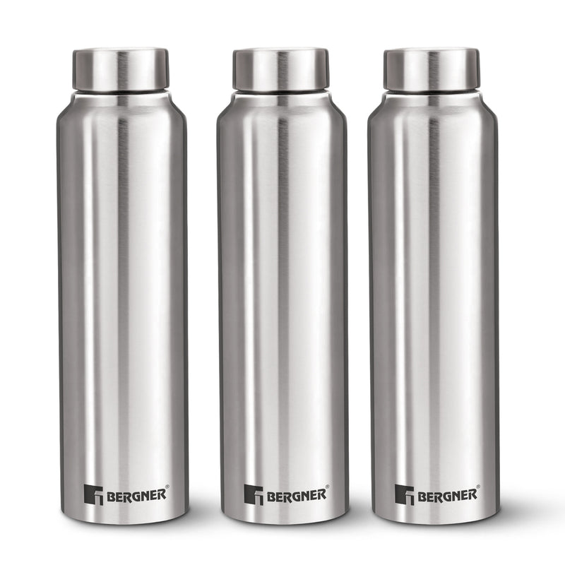 Walking Stainless Steel 3 Pcs (1000ml each) Water Bottles - Silver