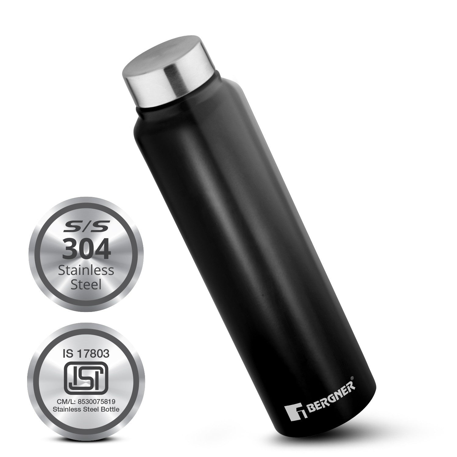 Walking Stainless Steel 1000ml Water Bottle, Rustproof, Airtight and Leakproof - Black