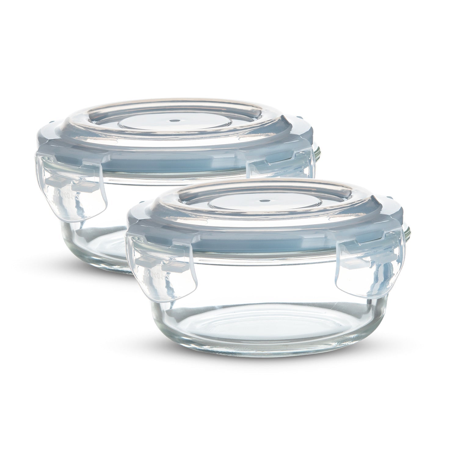 Bergner Borosilicate Glass Side Lock Storage Round Container with Lid - 400 ml