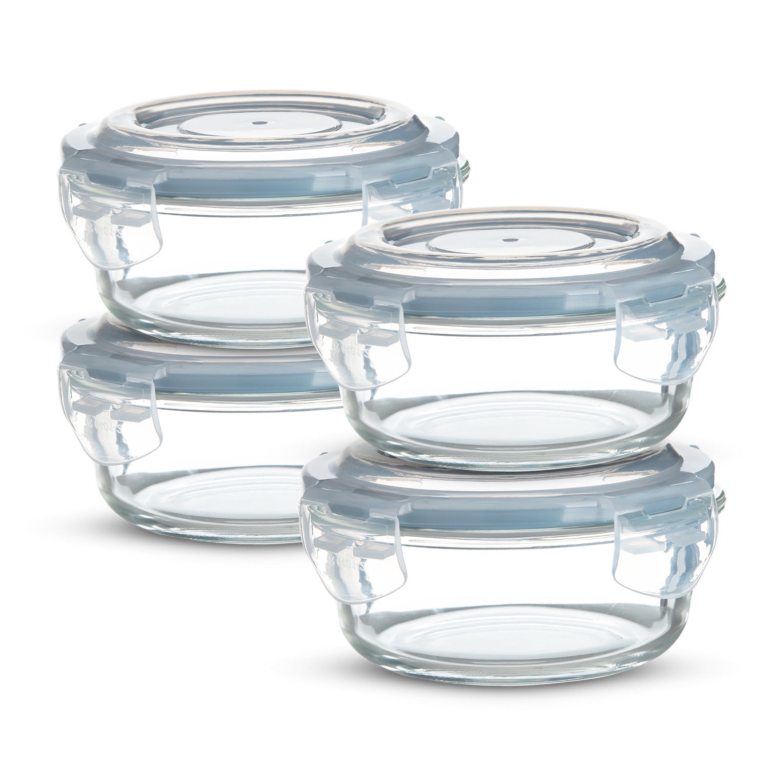 Bergner Borosilicate Glass Side Lock Storage Round Container with Lid - 400 ml