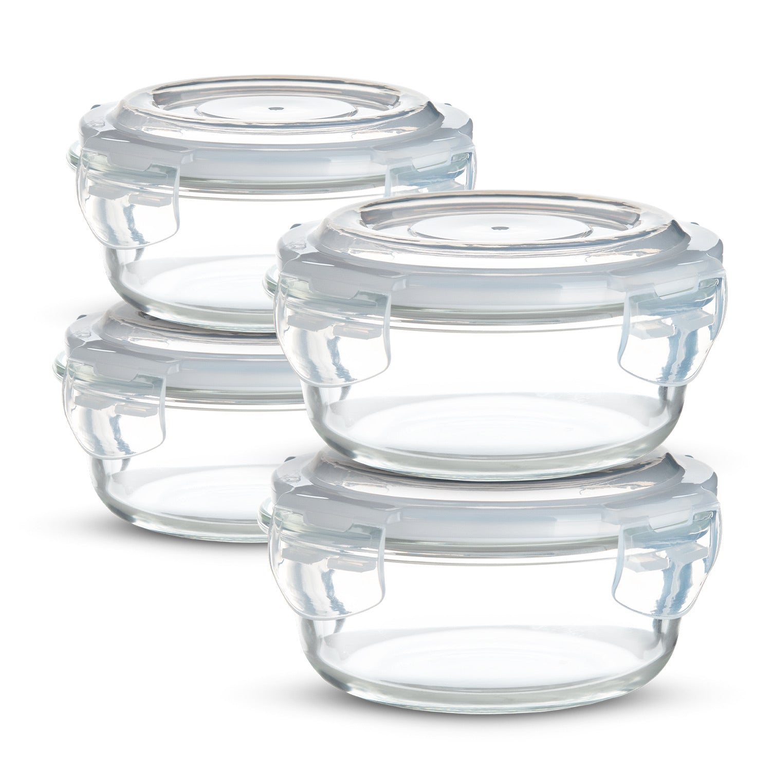 Bergner Borosilicate Glass Side Lock Storage Round Container with Lid - 400ml