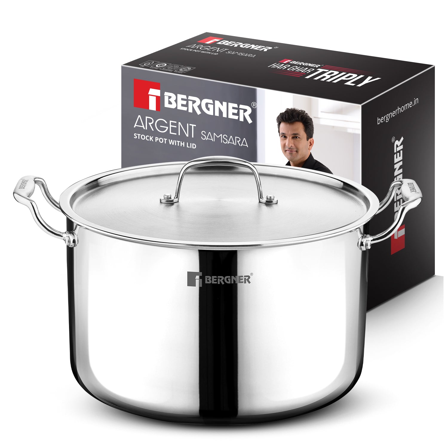 Argent Samsara Triply Stockpot with Stainless Steel Lid 24cm/6.8L