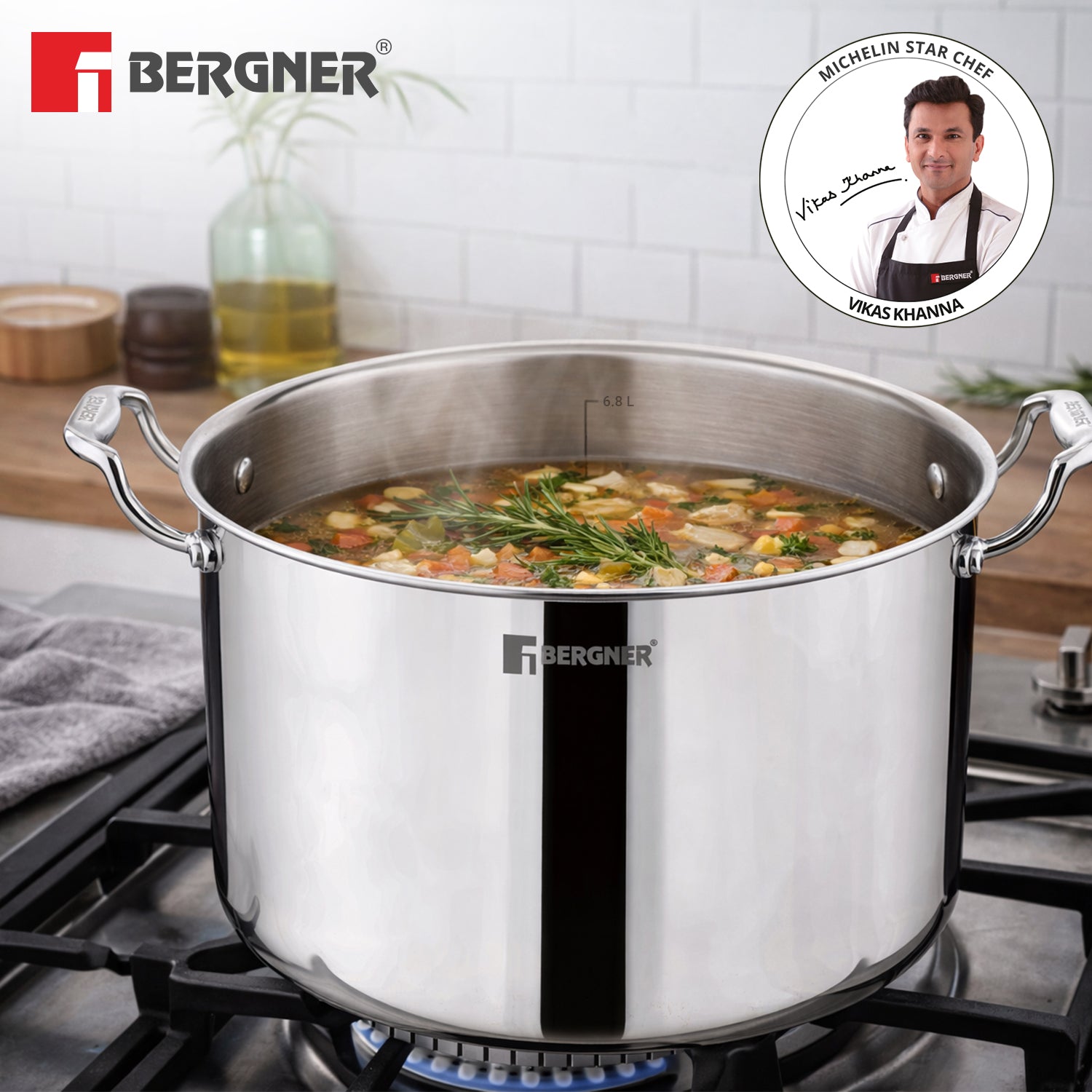 Argent Samsara Triply Stockpot with Stainless Steel Lid 24cm/6.8L
