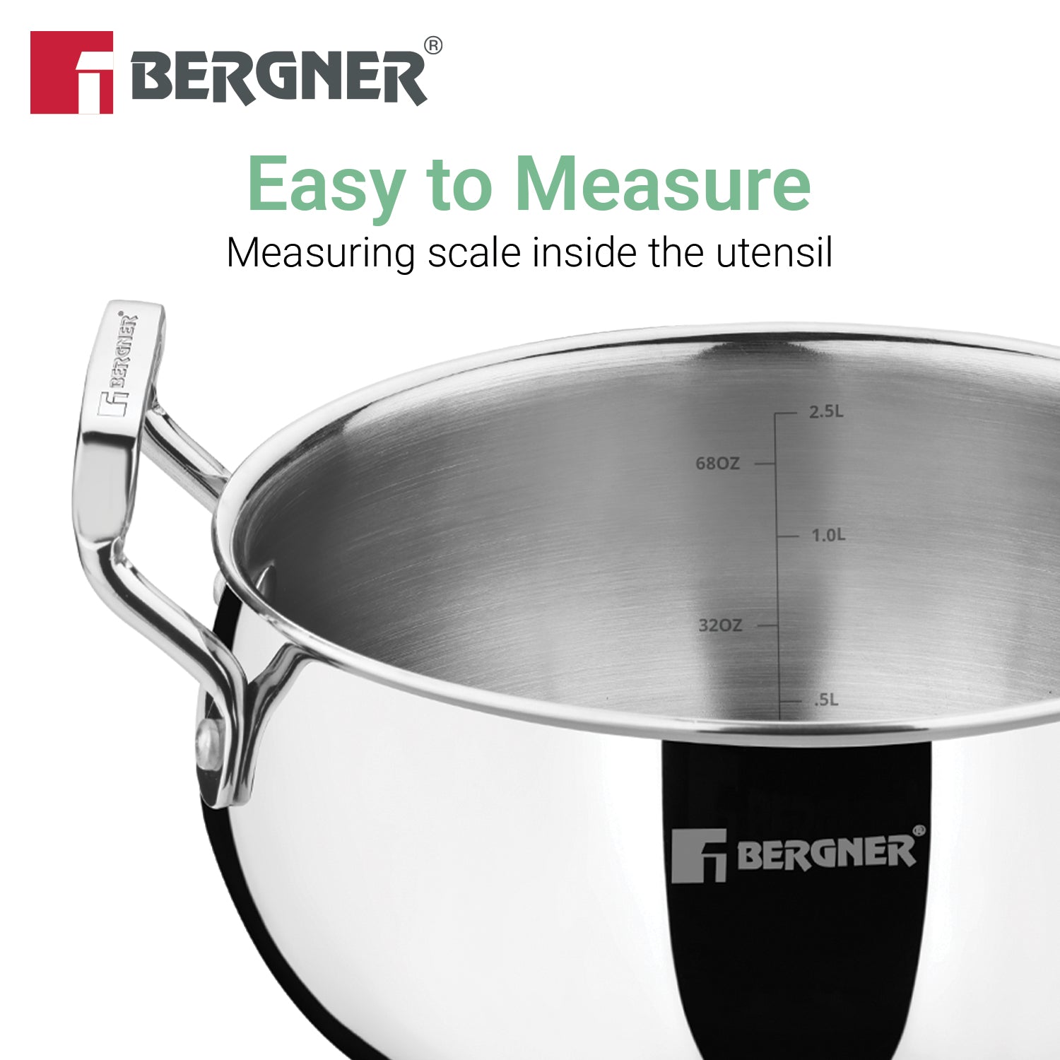 TriPro Tri-Ply Stainless Steel 20cm (3.1L) Belly Shape Casserole - Induction Compatible