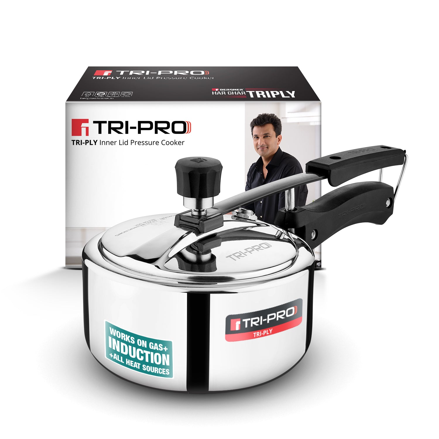 Tripro Triply 2L Stainless Steel Inner Lid Pressure Cooker