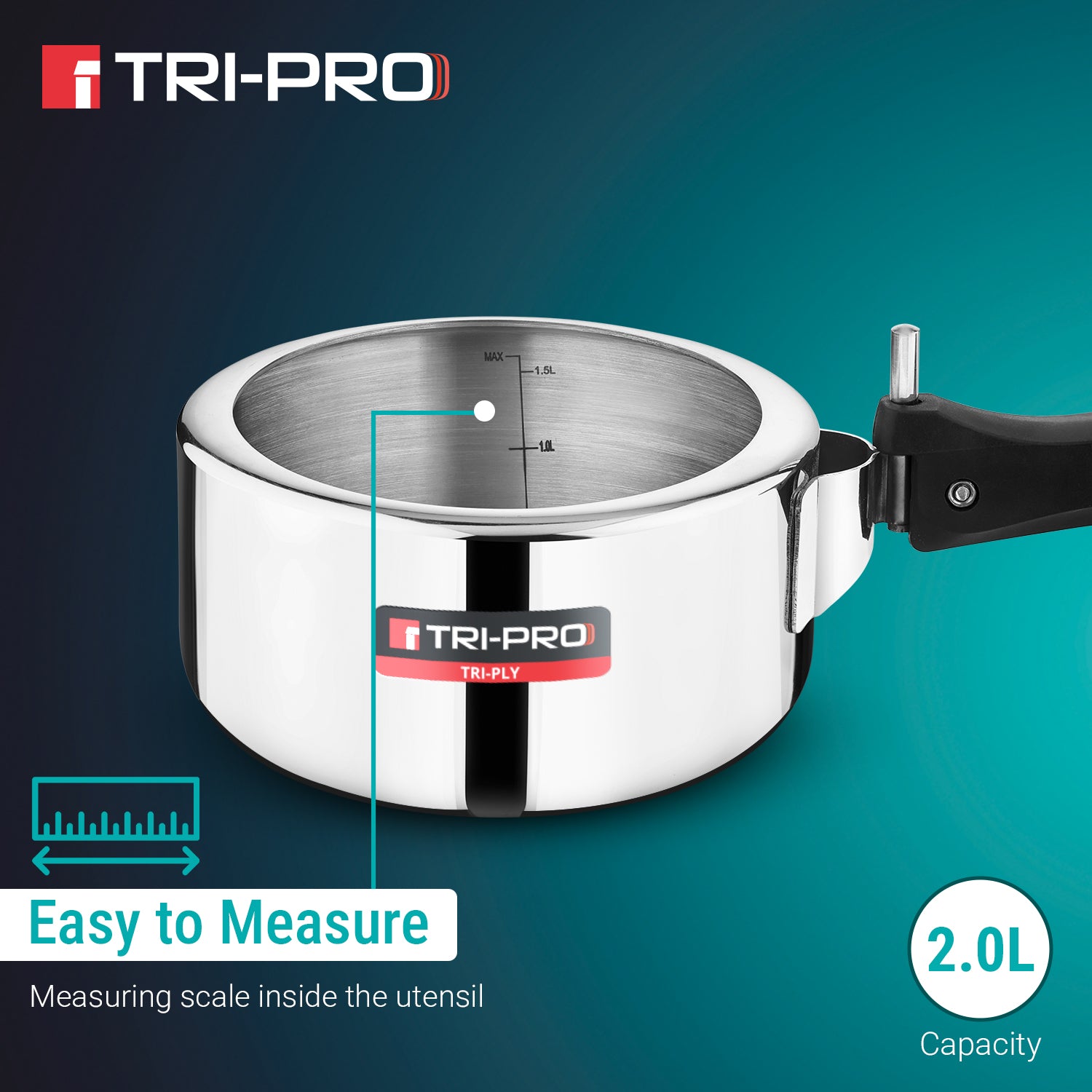 Tripro Triply 2L Stainless Steel Inner Lid Pressure Cooker