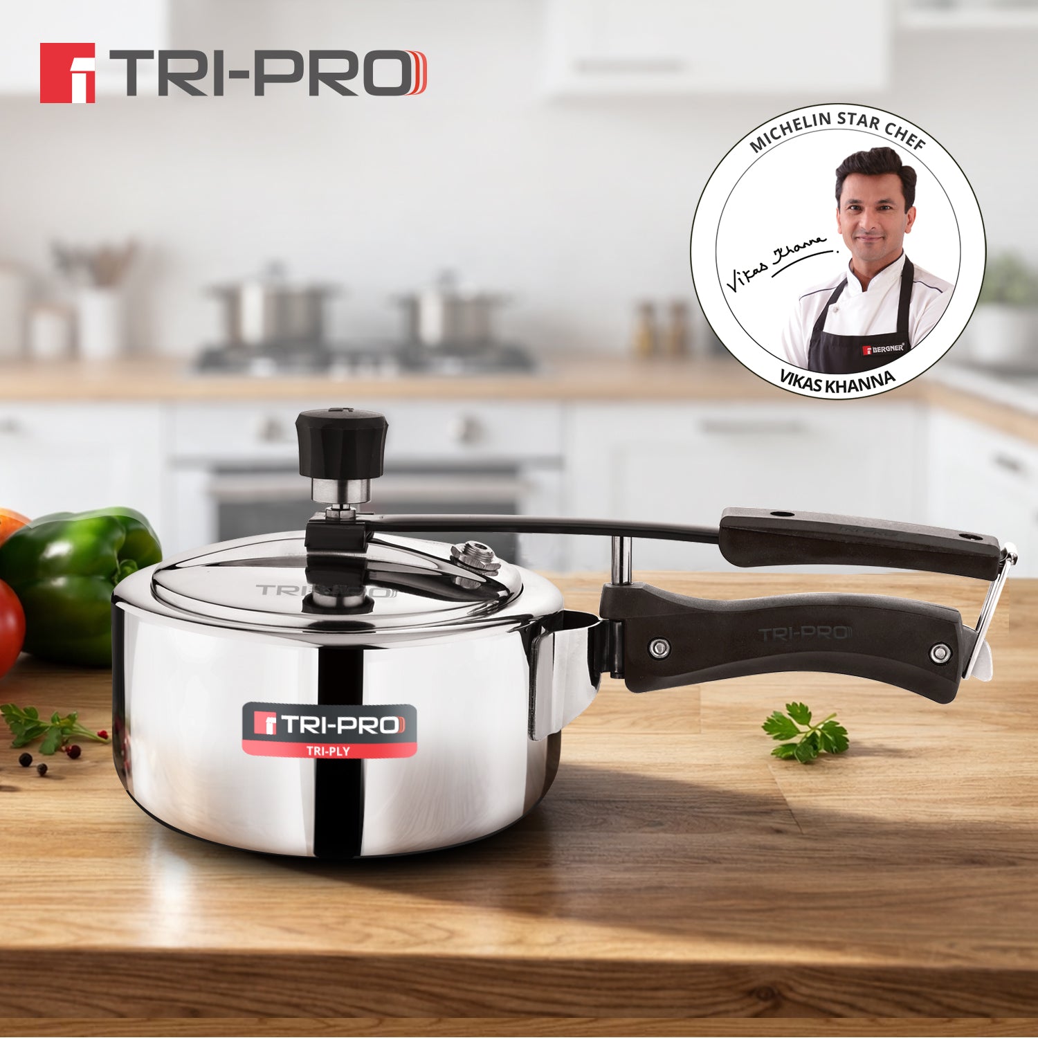 Tripro Triply 2L Stainless Steel Inner Lid Pressure Cooker