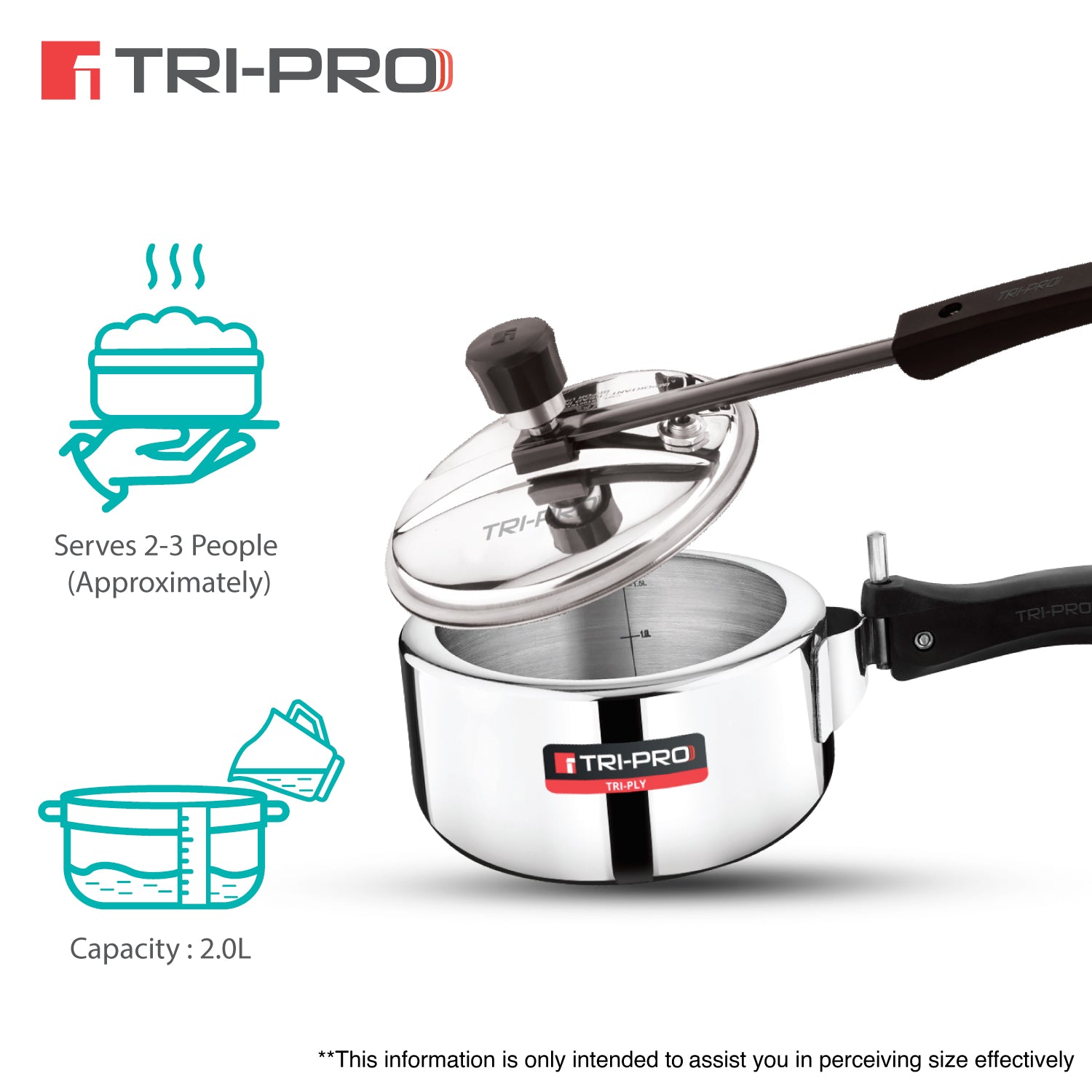 Tripro Triply 2L Stainless Steel Inner Lid Pressure Cooker