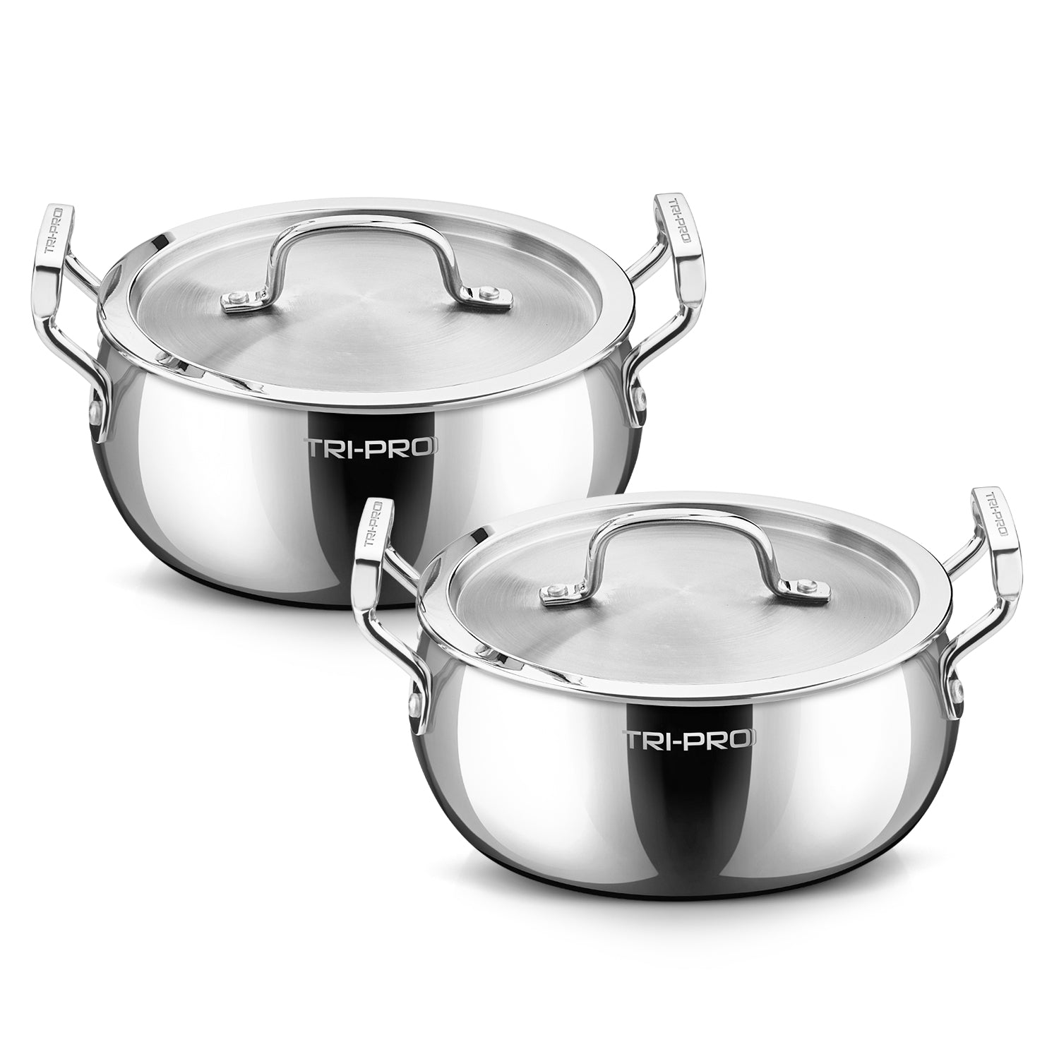 TriPro Triply Stainless Steel Belly Shape Casserole with Lid 4 Pcs Set