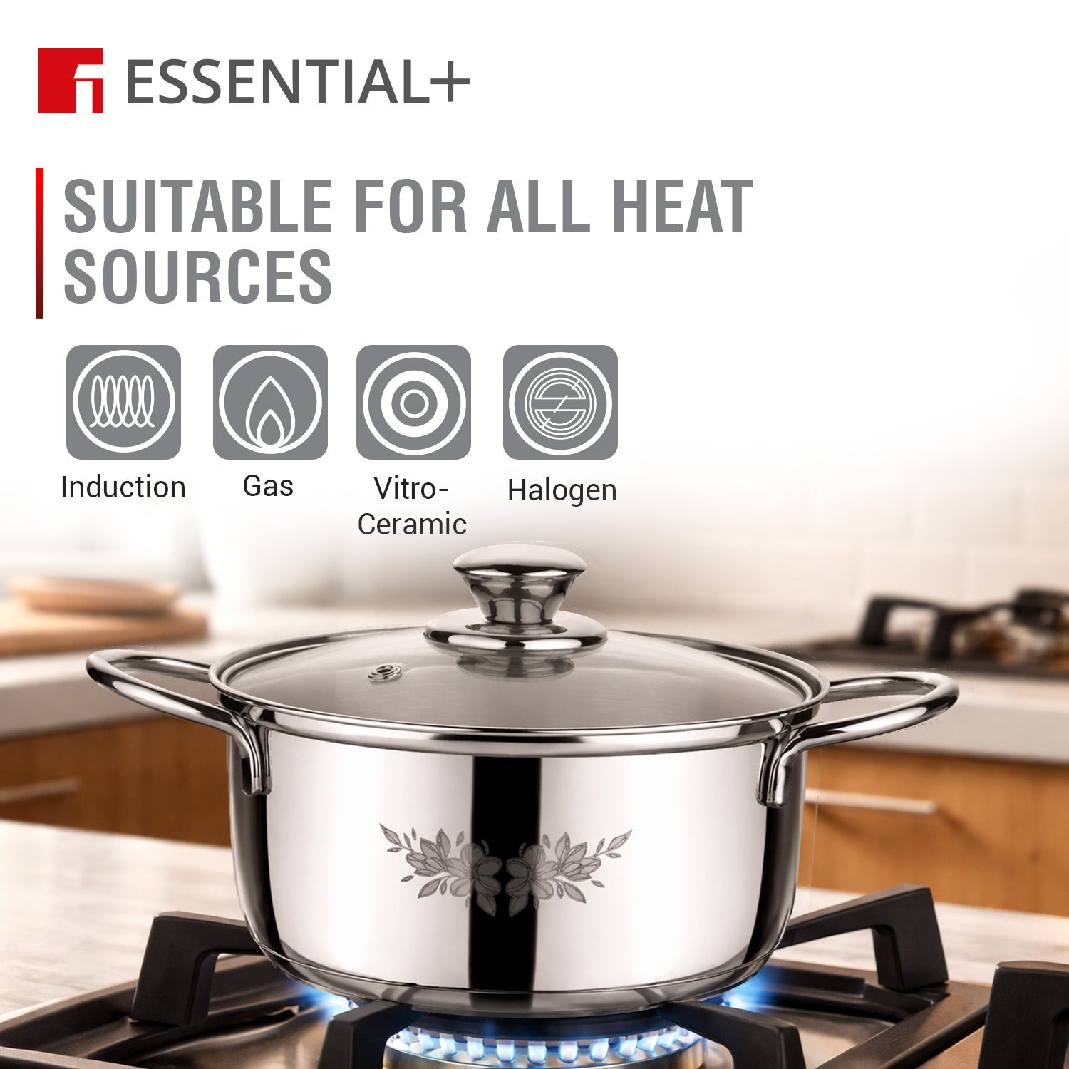 Essential Plus Stainless Steel 4 Pcs Casserole Set with Lid
