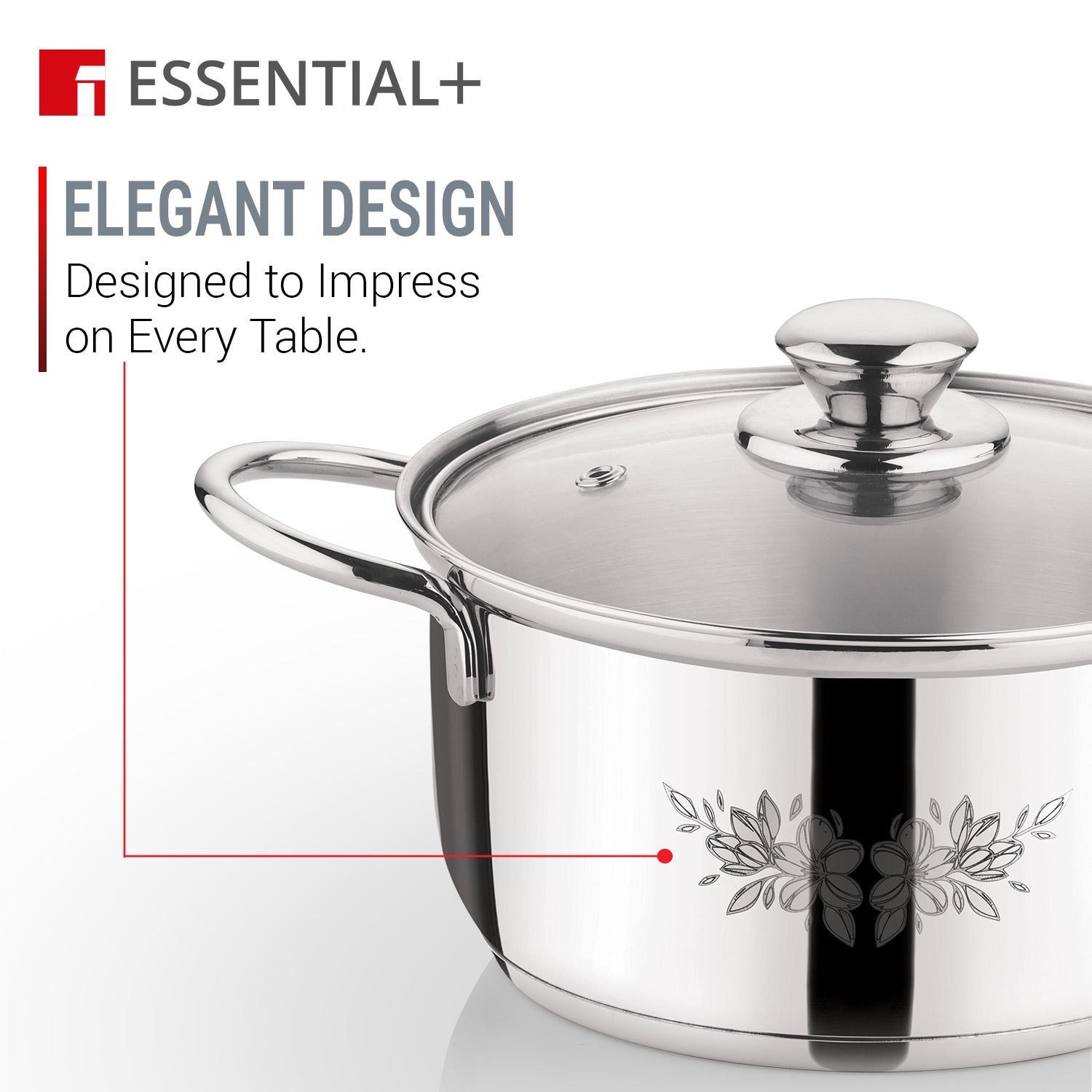 Essential Plus Stainless Steel 4 Pcs Casserole Set with Lid