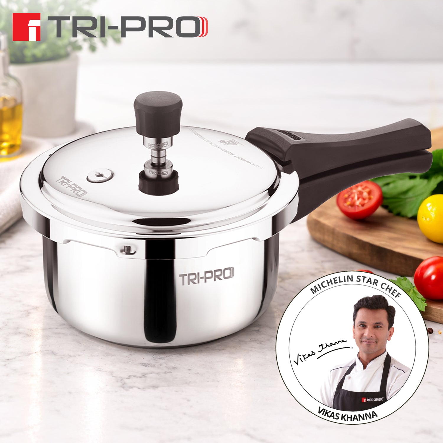 Tripro Triply 2L Stainless Steel Outer Lid Pressure Cooker