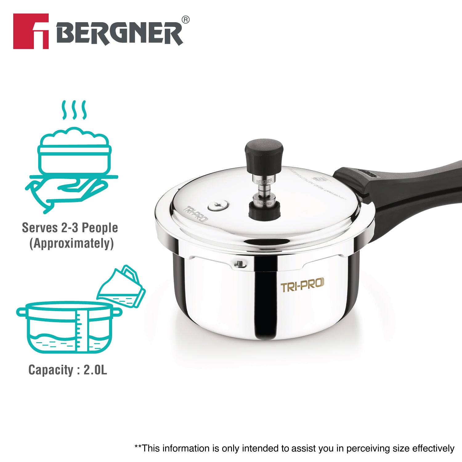 Tripro Triply 2L Stainless Steel Outer Lid Pressure Cooker