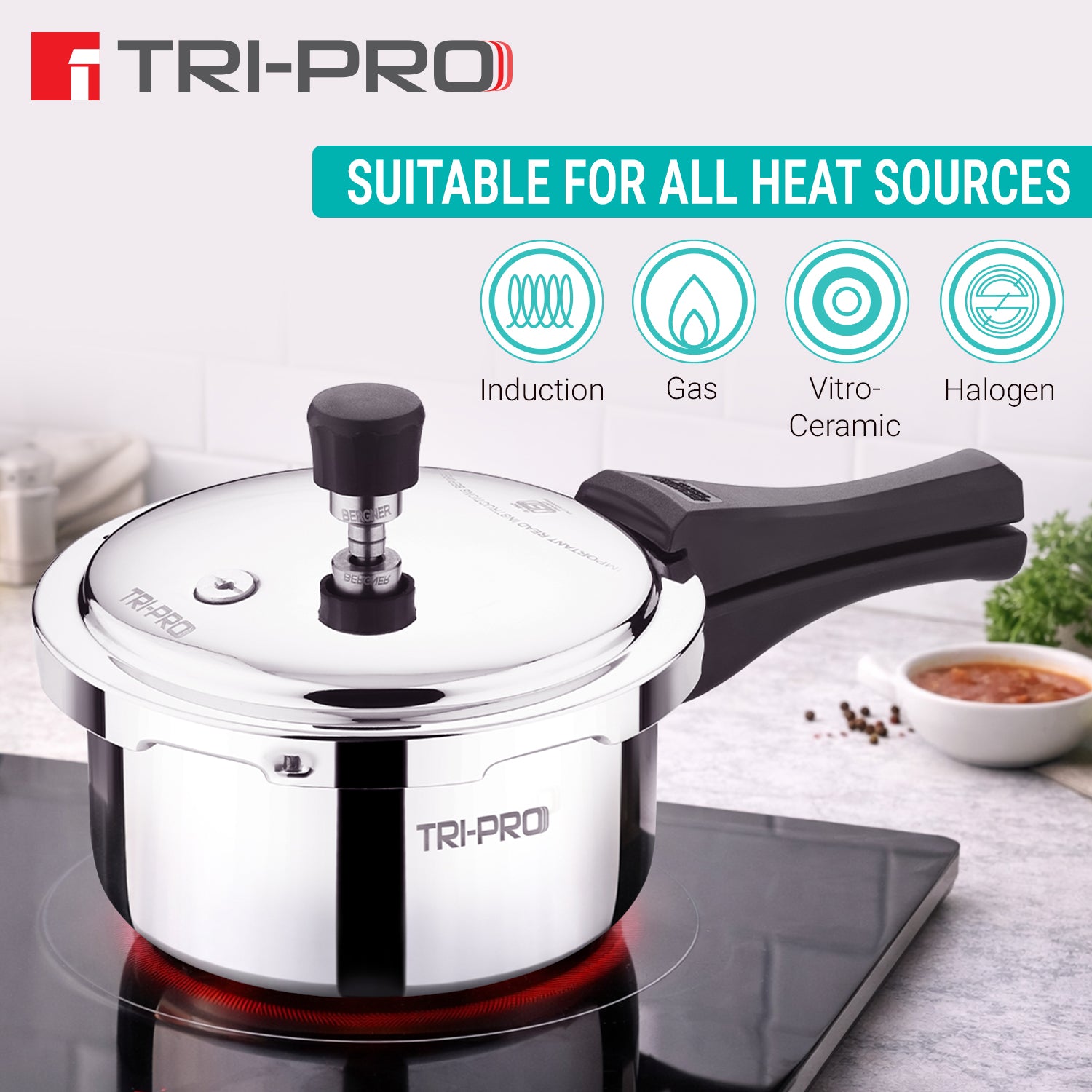 Tripro Triply 2L Stainless Steel Outer Lid Pressure Cooker