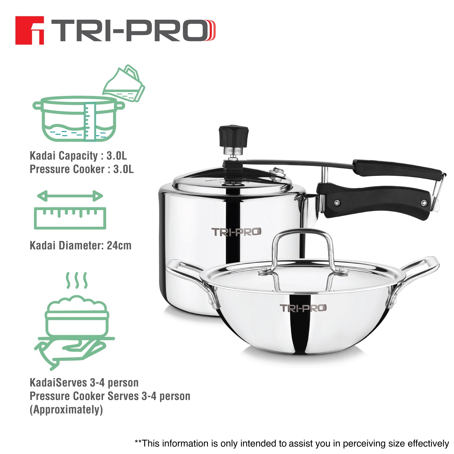 TriPro Triply Cookware Set 3 Pcs