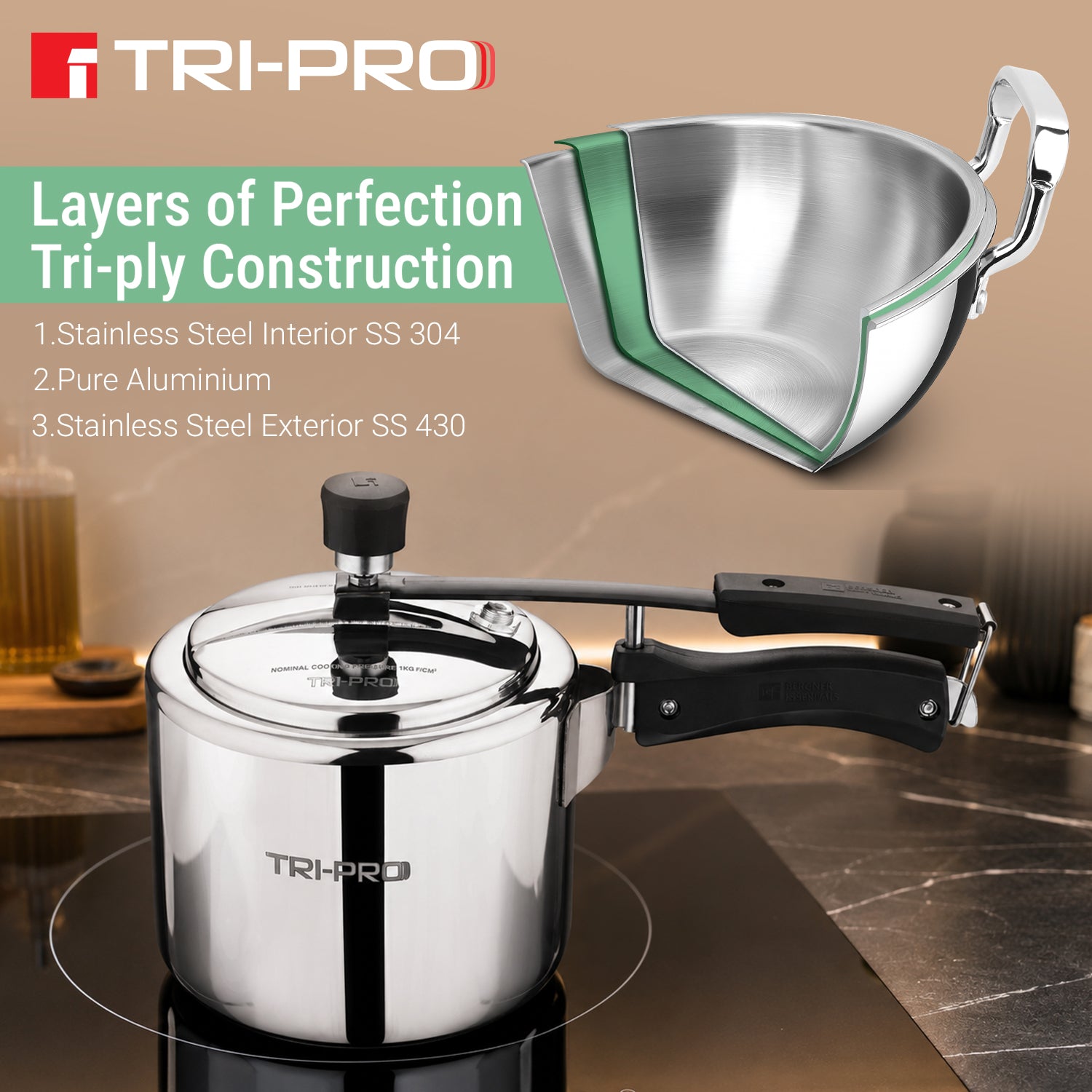 TriPro Triply Cookware Set 3 Pcs