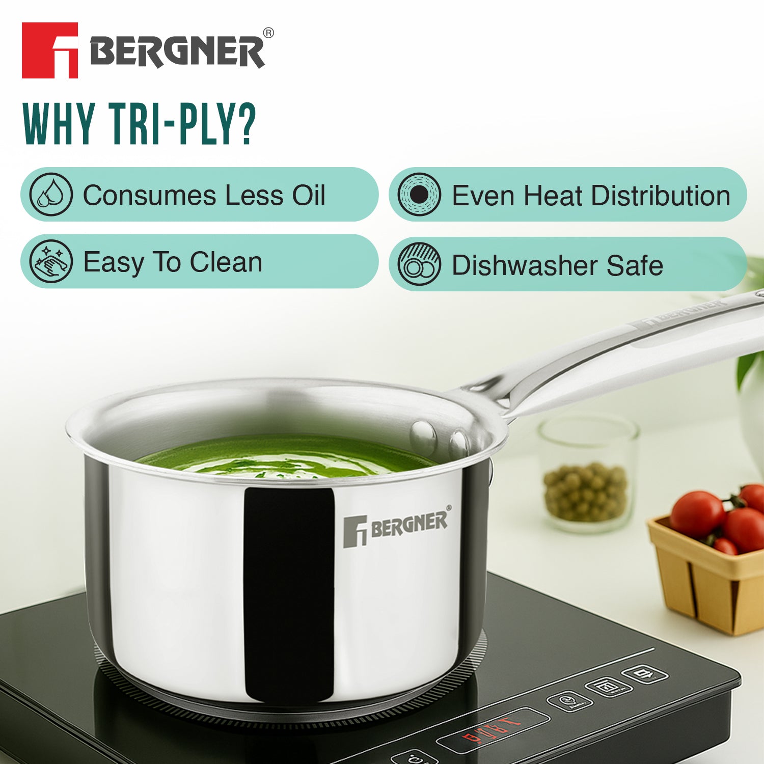 TriPro Triply Stainless Steel 3 Pcs Cookware Set - Induction Bottom