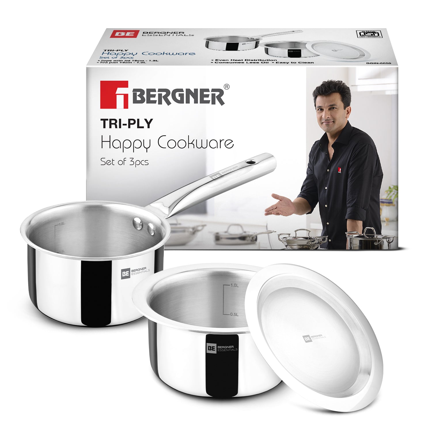 TriPro Triply Stainless Steel 3 Pcs Cookware Set
