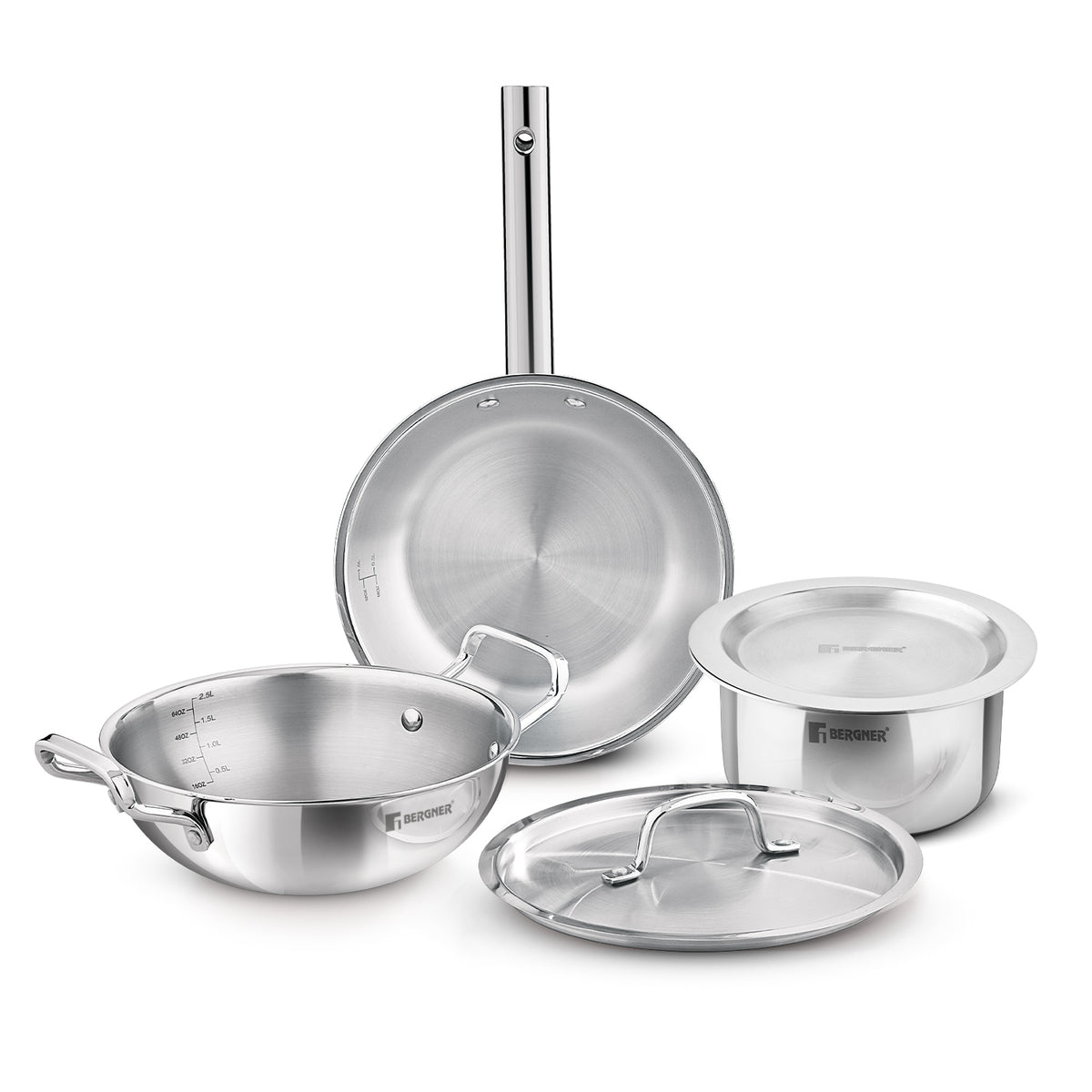 Bergner Rack Bergner Tripro Triply 5 Pcs Cookware Set - Induction Bottom