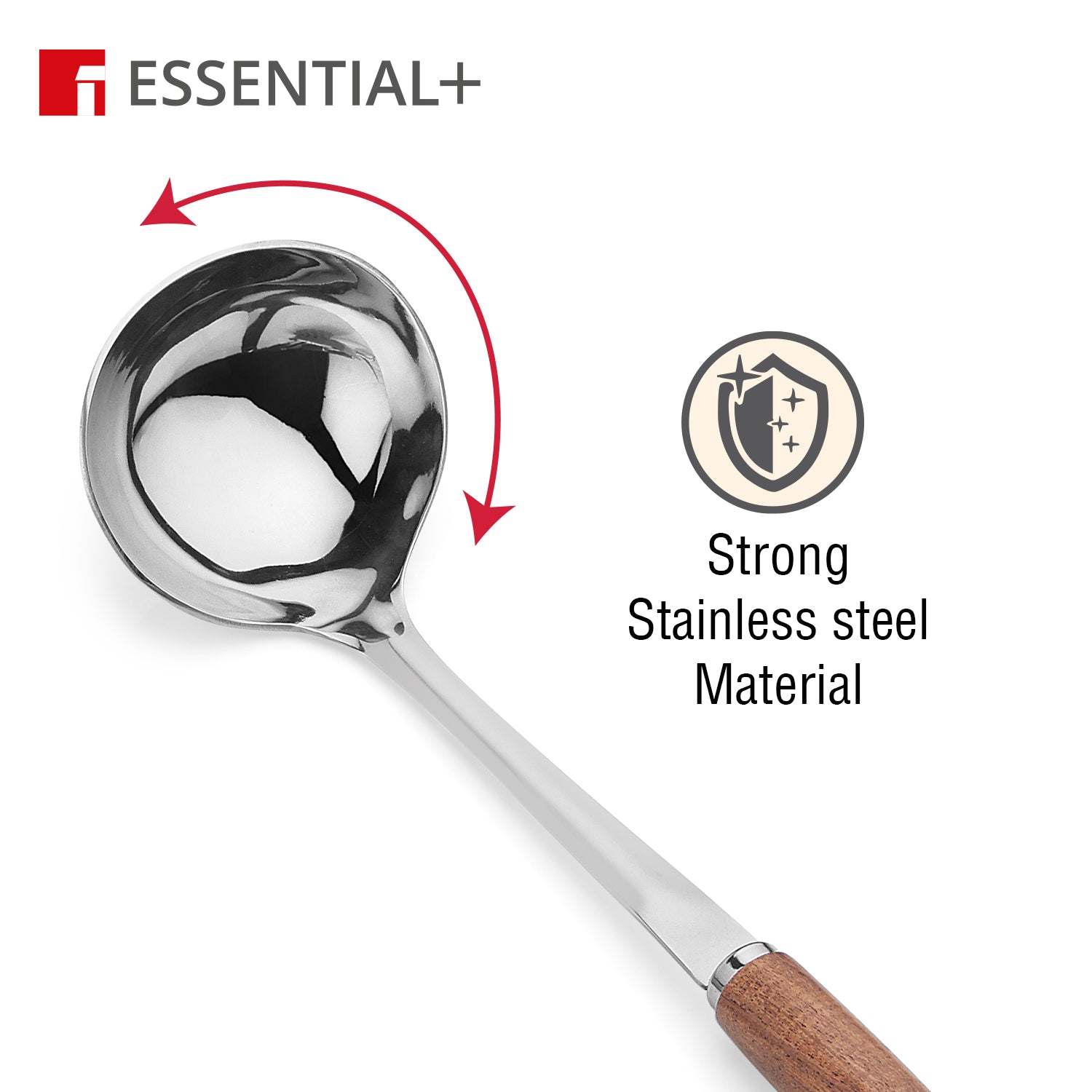 Essential Plus Stainless Steel 32cm Ladle with Wooden Handle