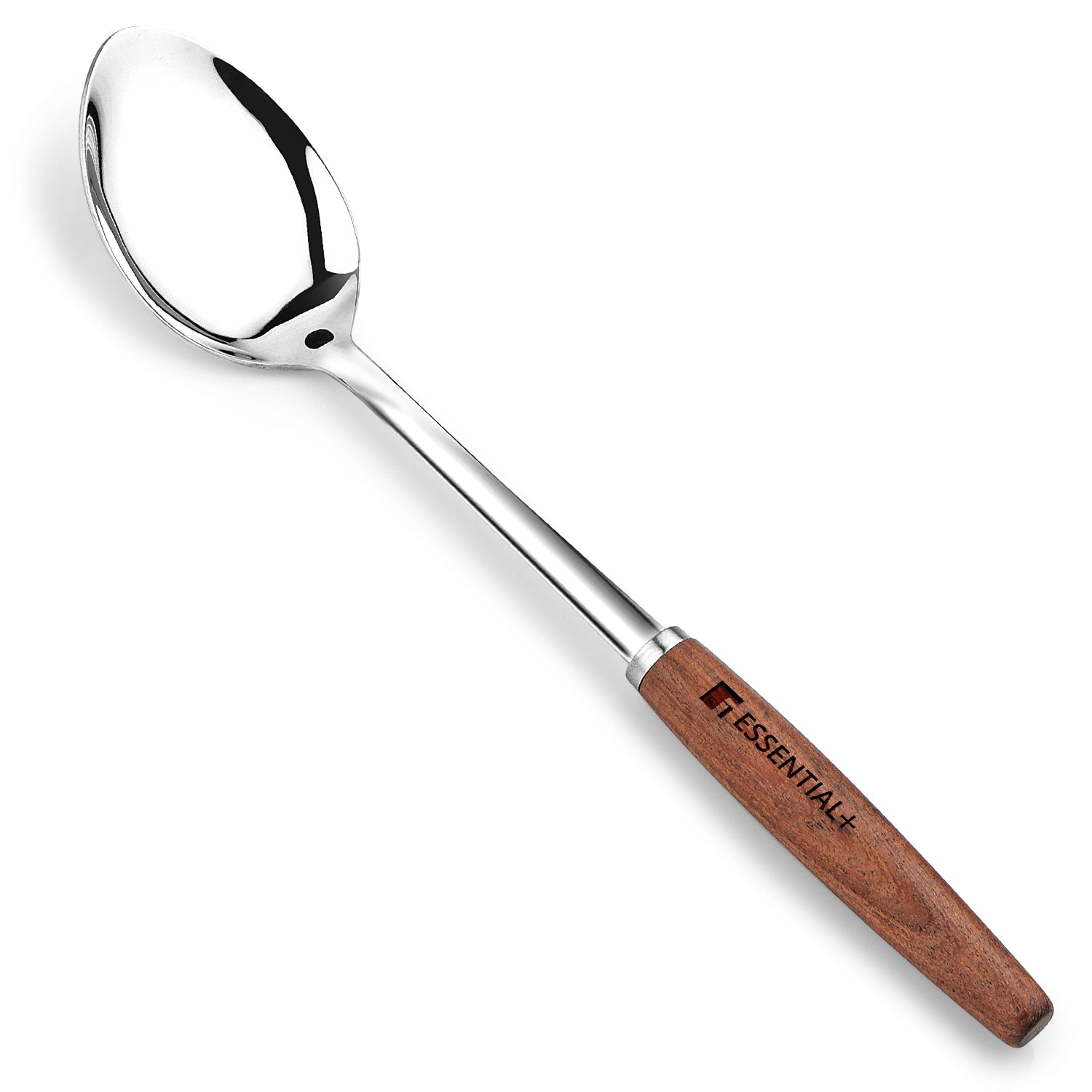 Essential Plus Stainless Steel 34cm Solid Spoon with Wooden Handle