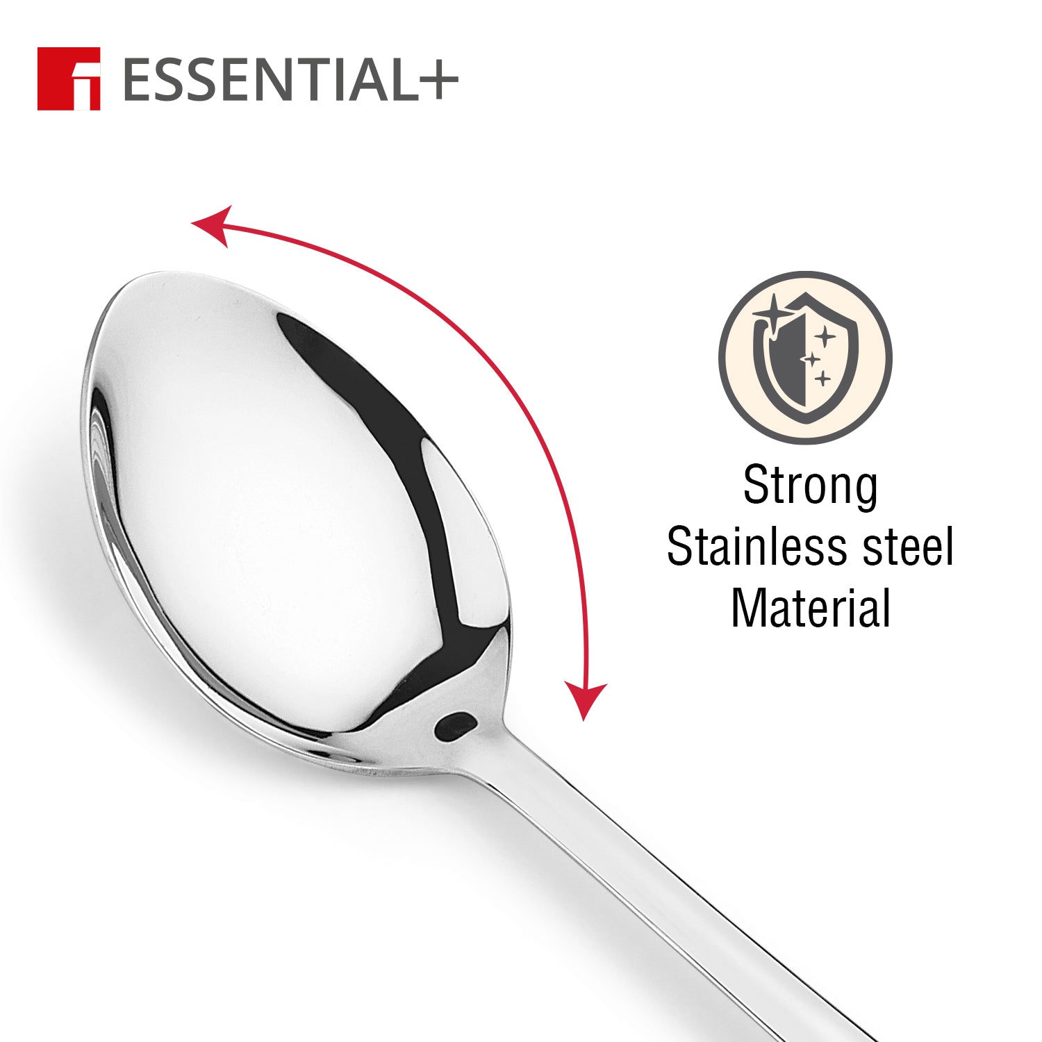 Essential Plus Stainless Steel 34cm Solid Spoon with Wooden Handle