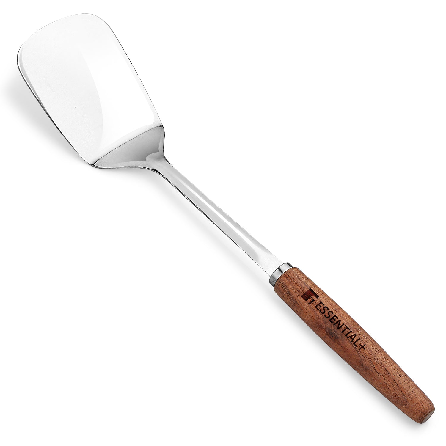 Essential Plus Stainless Steel 34cm Solid Turner with Wooden Handle