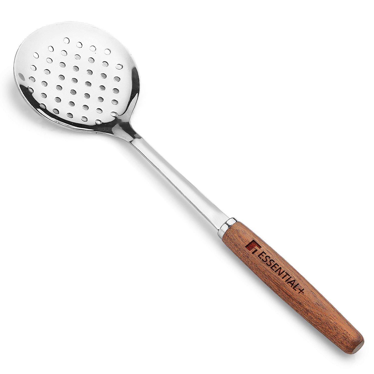 Essential Plus Stainless Steel 34cm Skimmer with Wooden Handle