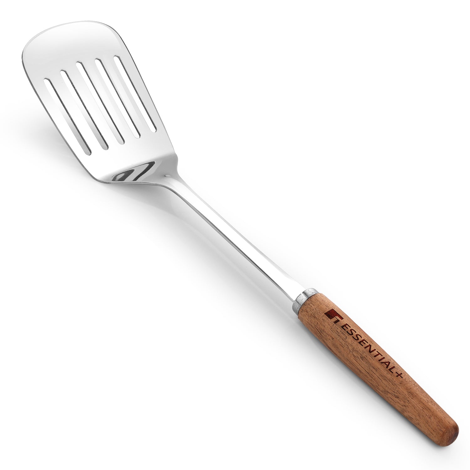 Essential Plus Stainless Steel 34cm Slotted Turner with Wooden Handle