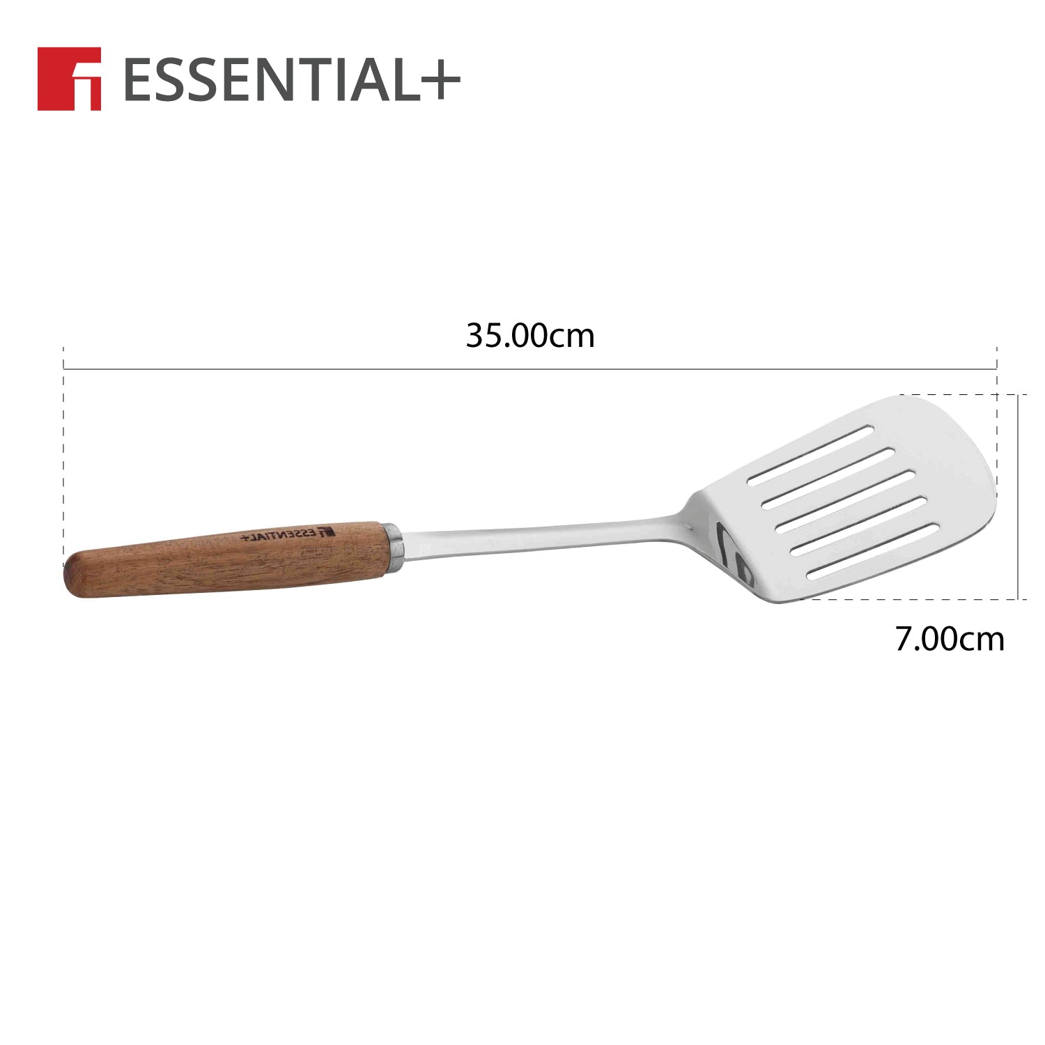 Essential Plus Stainless Steel 34cm Slotted Turner with Wooden Handle