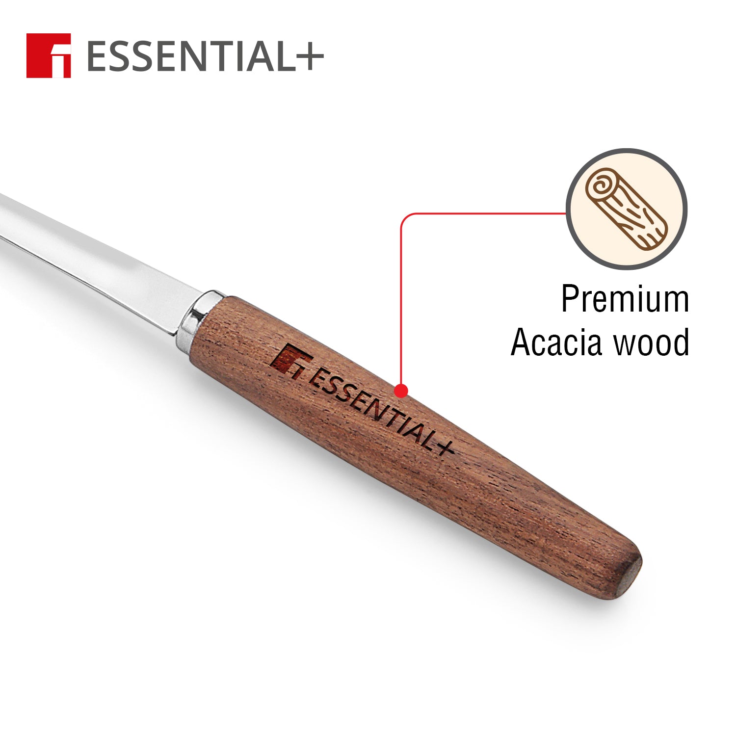 Essential Plus Stainless Steel 34cm Slotted Turner with Wooden Handle
