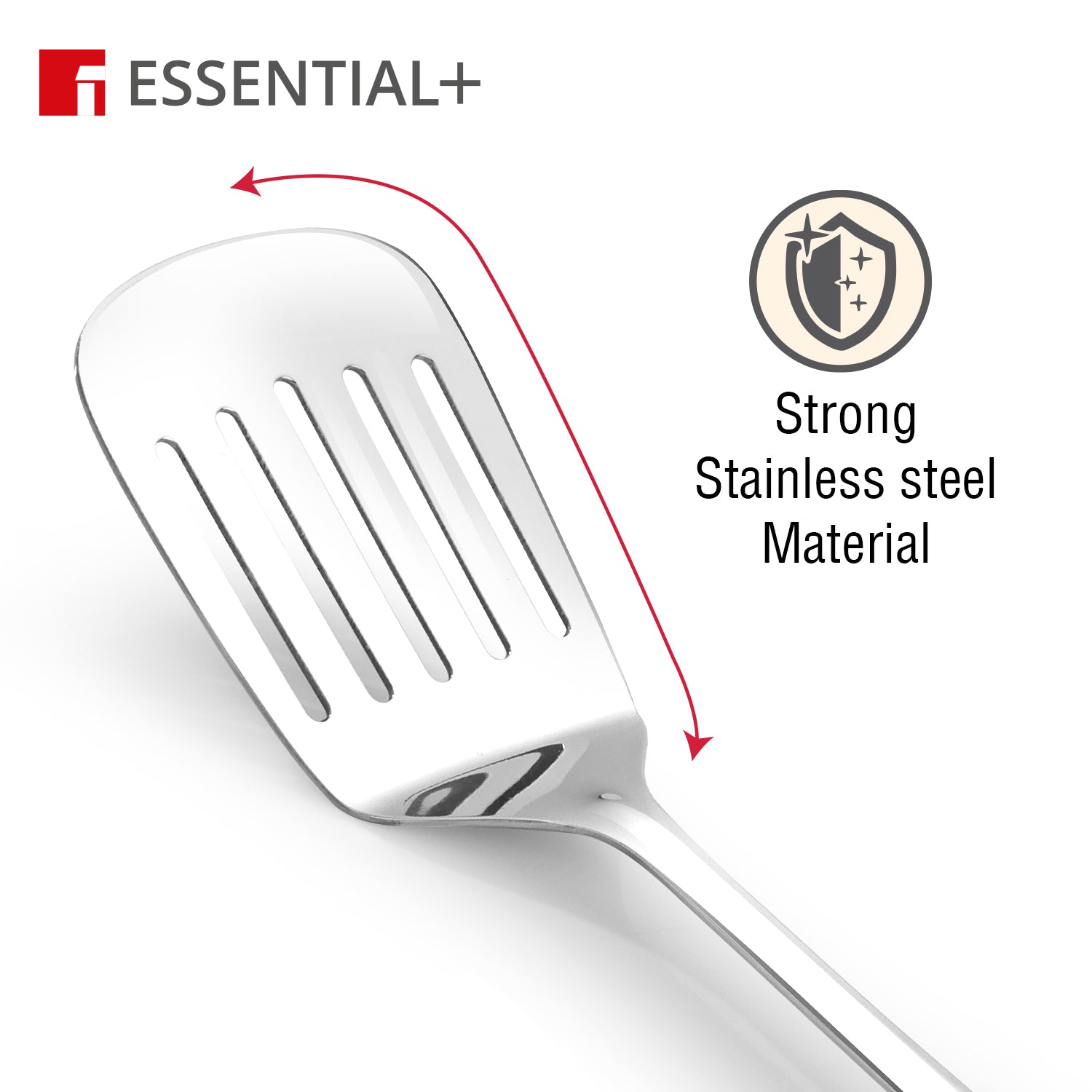 Essential Plus Stainless Steel 34cm Slotted Turner with Wooden Handle