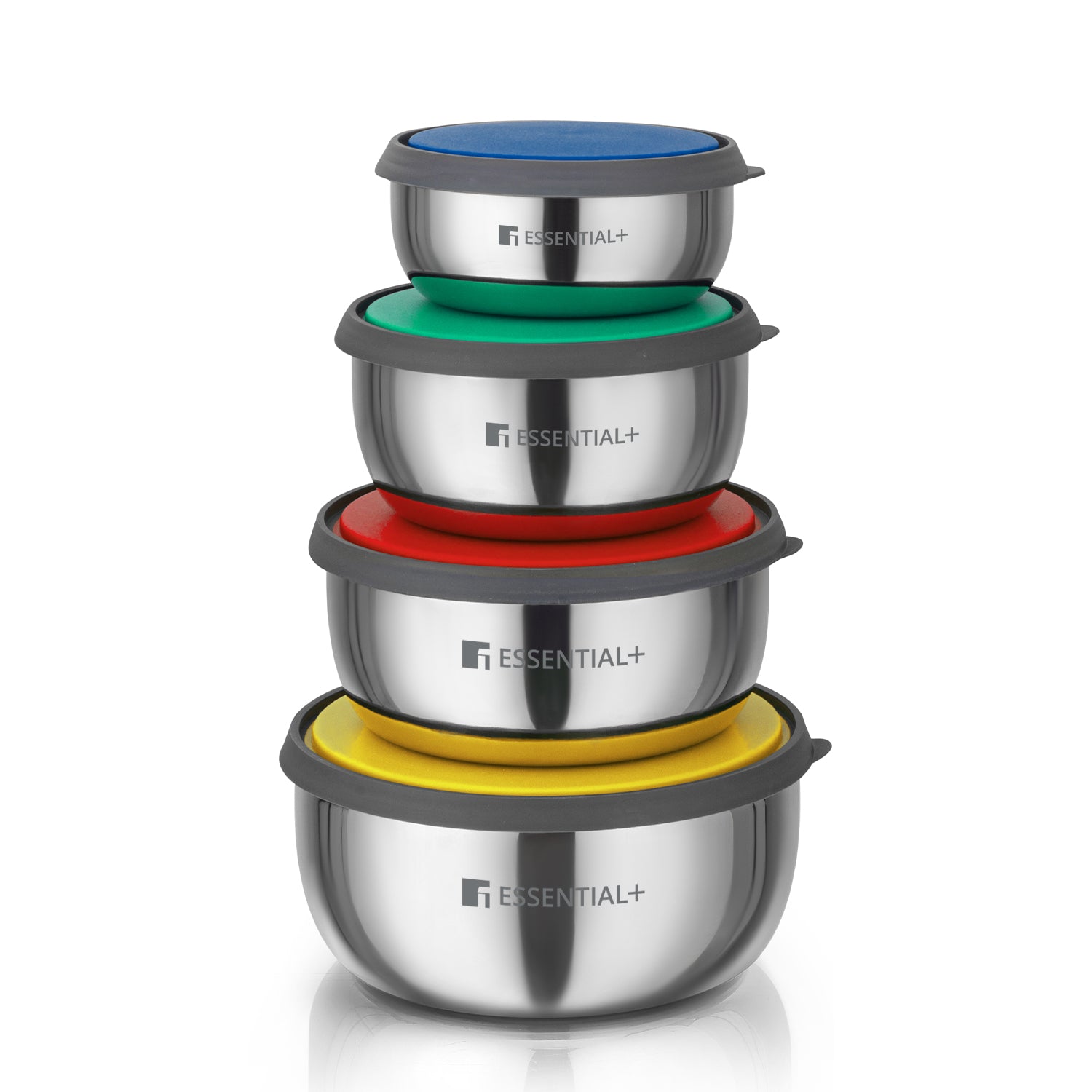 Essential Plus Stainless Steel 4 Food Containers, Oven Safe without Lid
