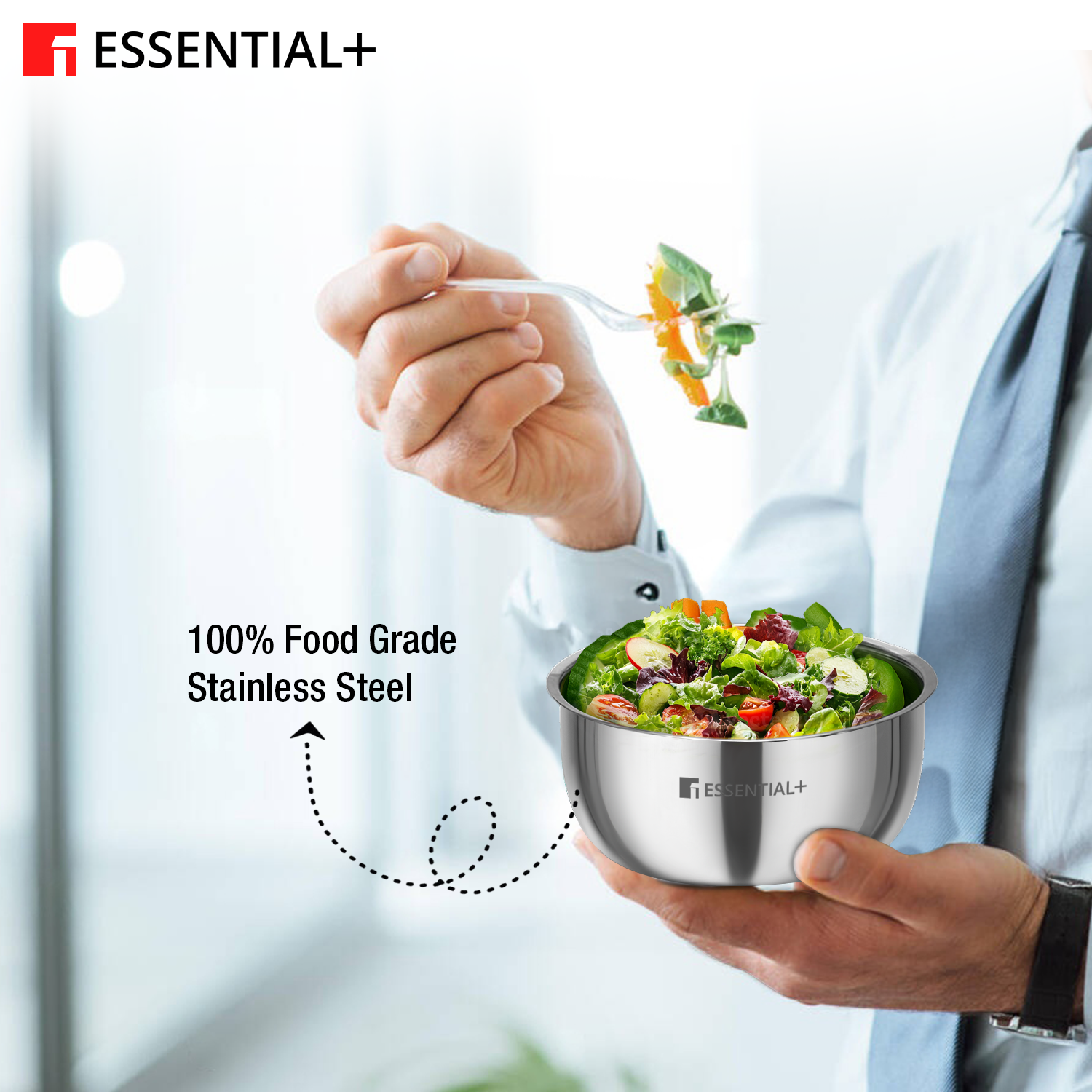 Essential Plus Stainless Steel 4 Food Containers- Oven safe without Lid