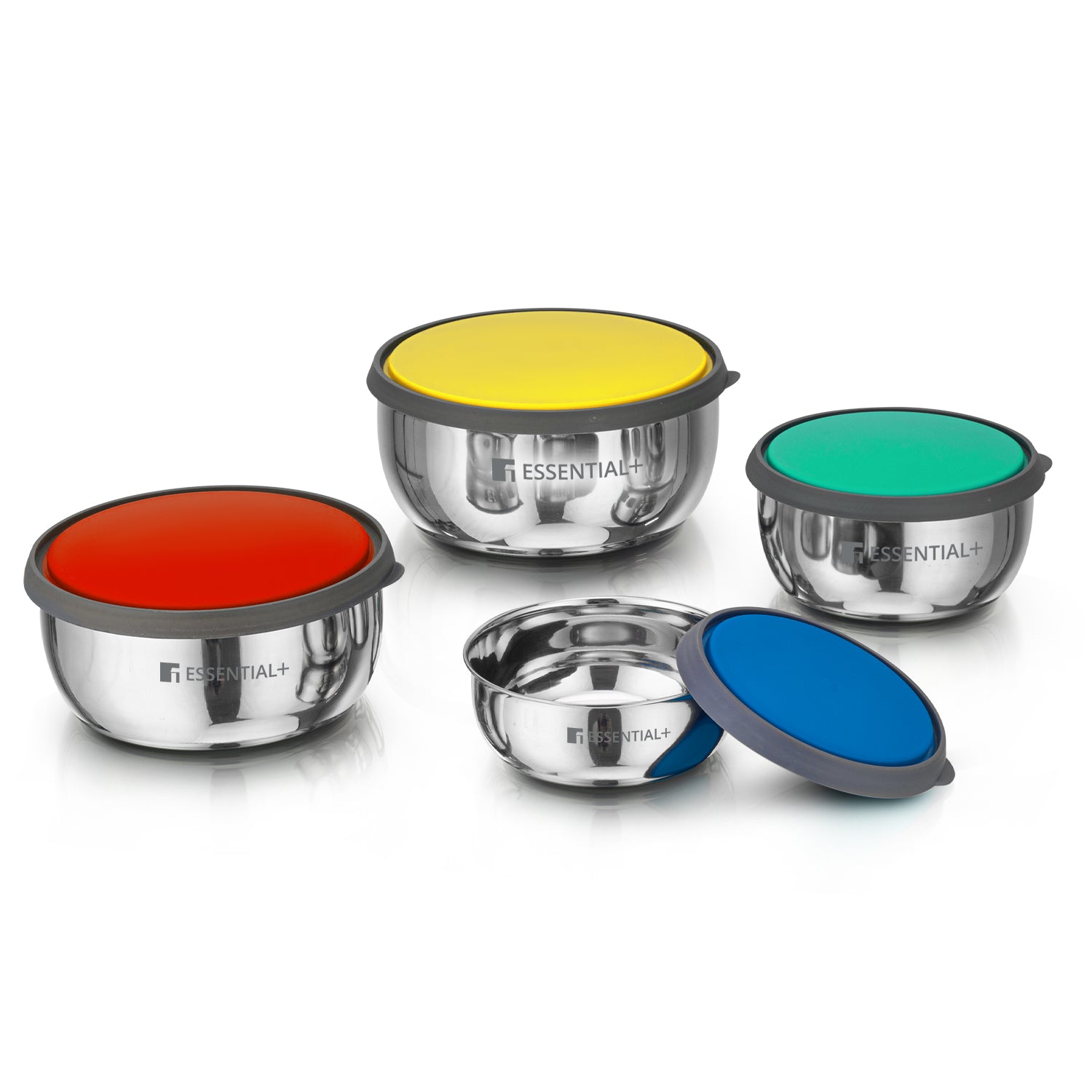 Essential Plus Stainless Steel 4 Food Containers, Oven Safe without Lid