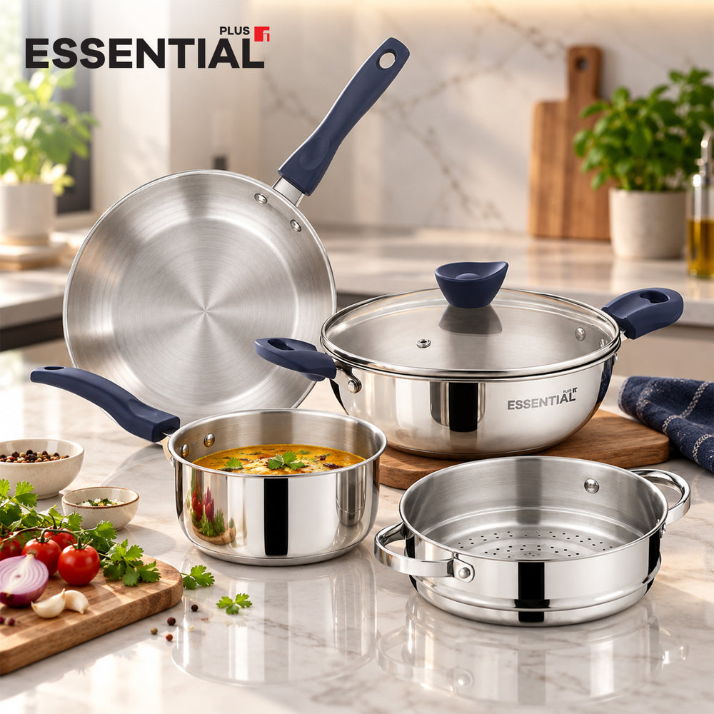 Essential Plus Stainless Steel 5 Pcs Cookware Set | Induction Compatible