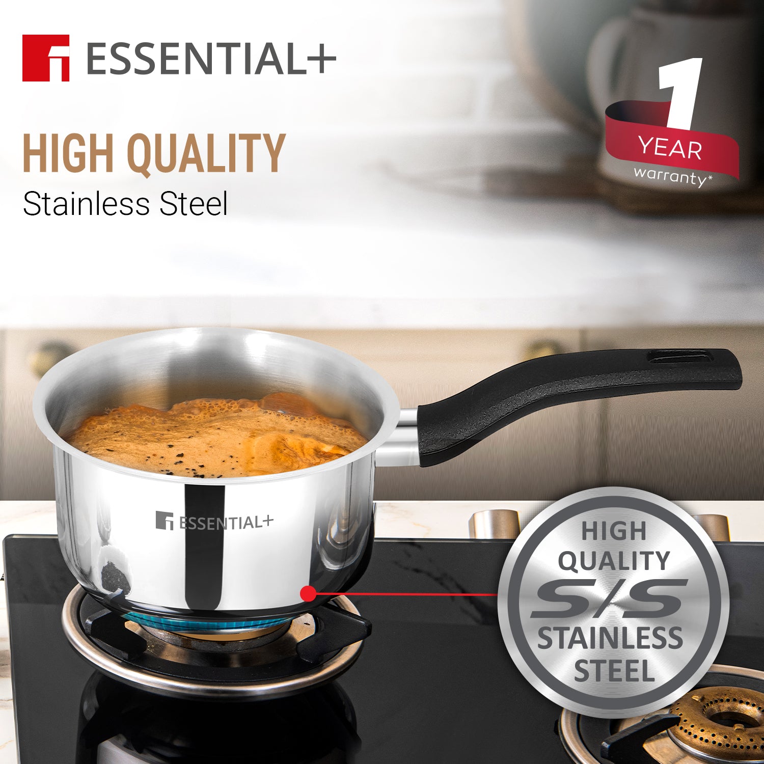 Essential Plus Stainless Steel 3 Pcs Cookware Set