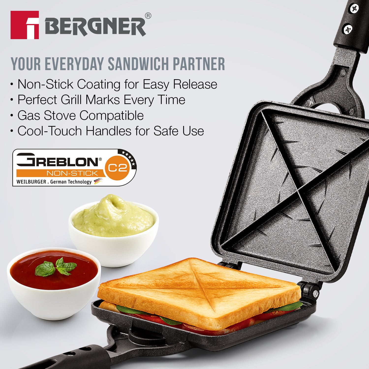 Senator Sandwich Toaster, Non-Stick - Gas Stove Compatible