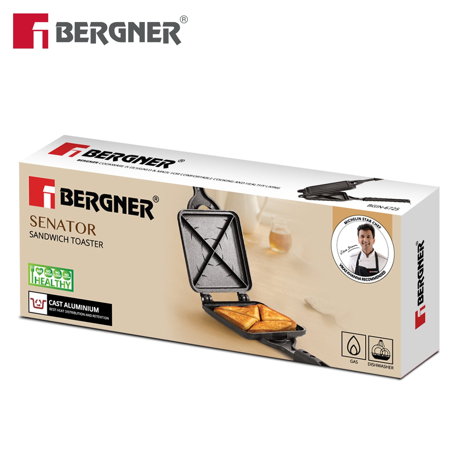 Senator Sandwich Toaster, Non-Stick - Gas Stove Compatible