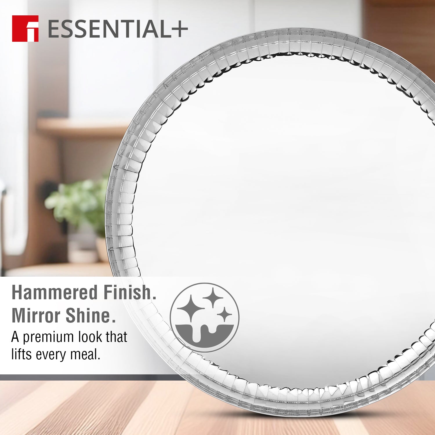 Signature 304 Stainless Steel Traditional 2 Pcs Dinner Plates (Thali) | Hammered Design