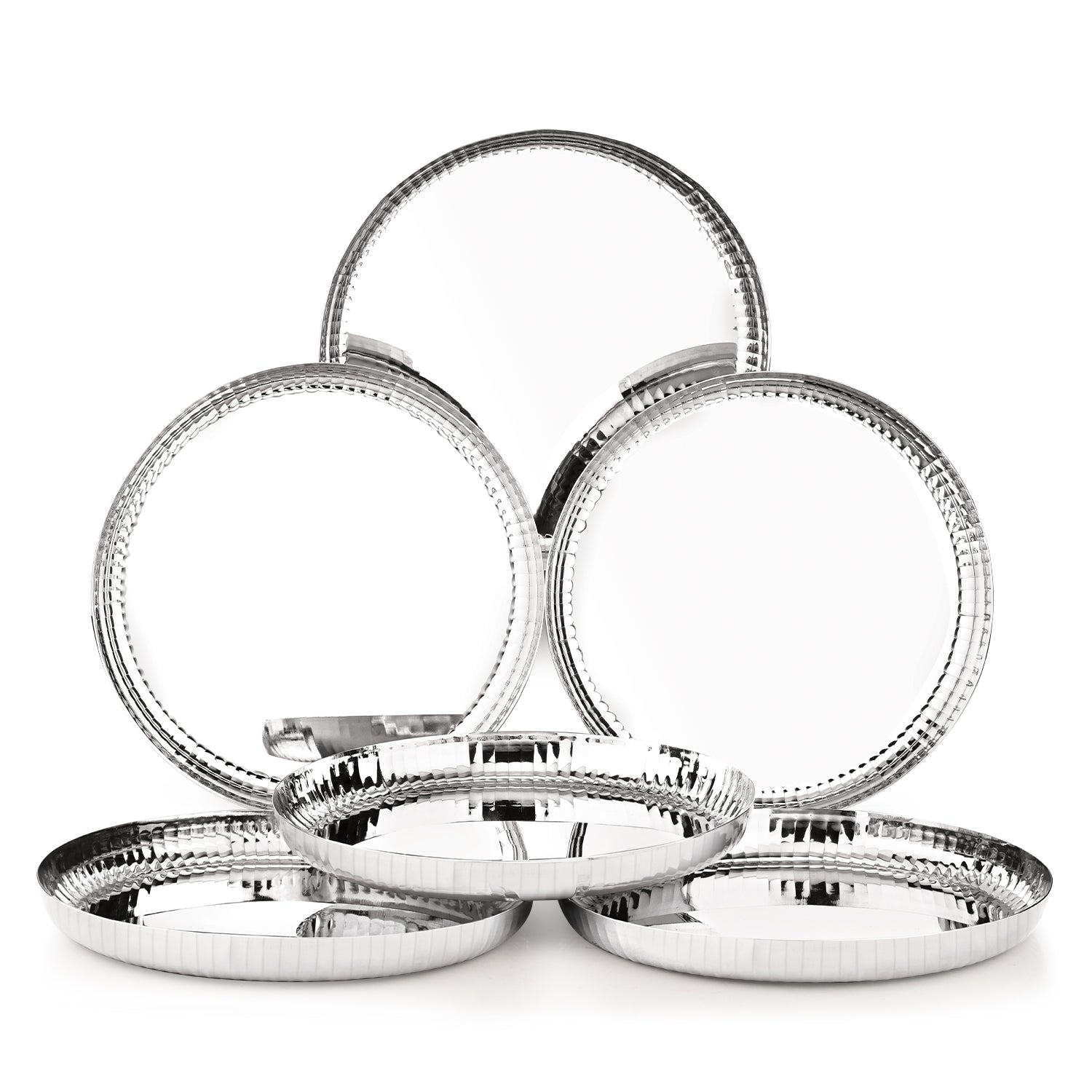Signature 304 Stainless Steel Traditional 6 Pcs Dinner Plates, Hammered Design