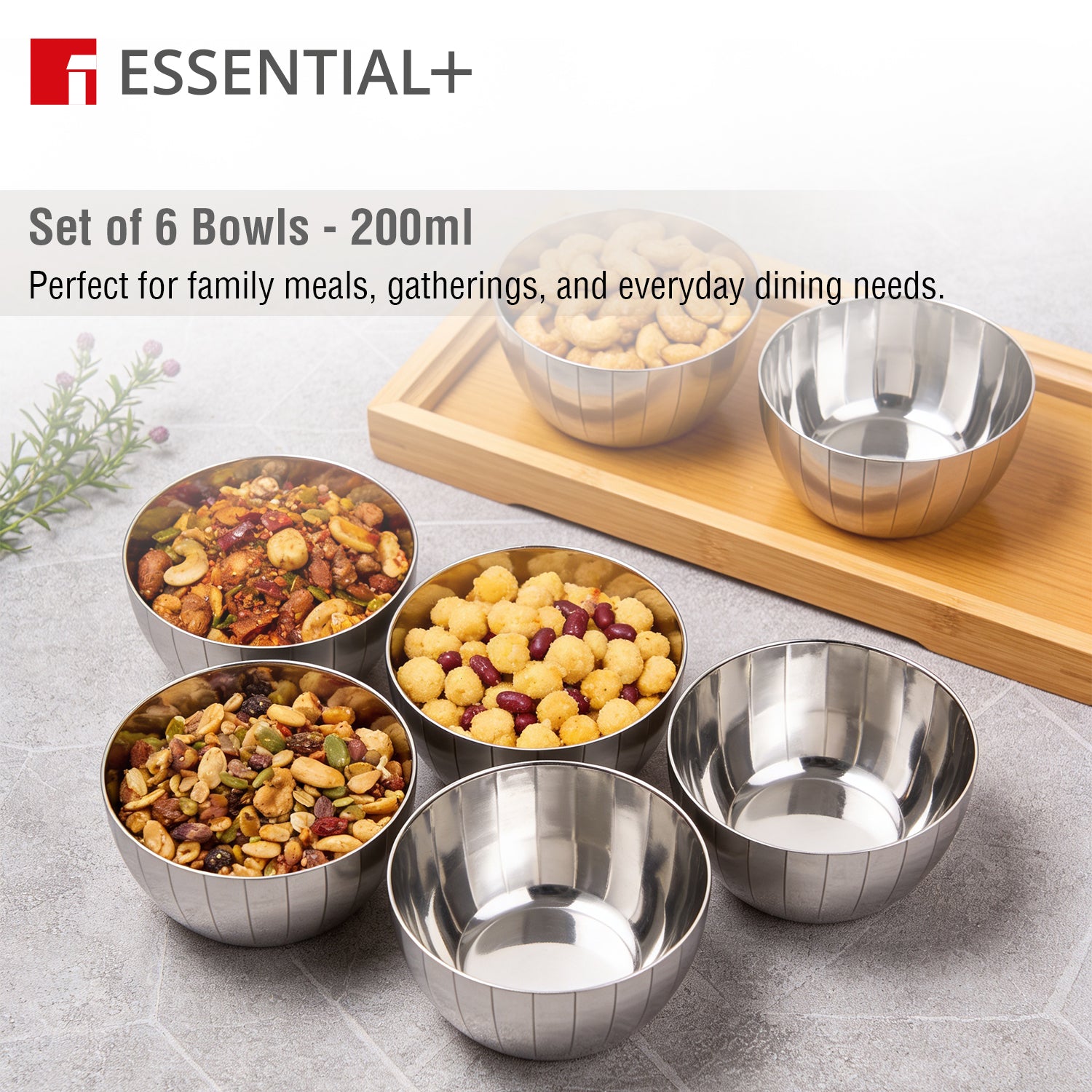 Signature 304 Stainless Steel Hammered Bowl 6 Pcs Set