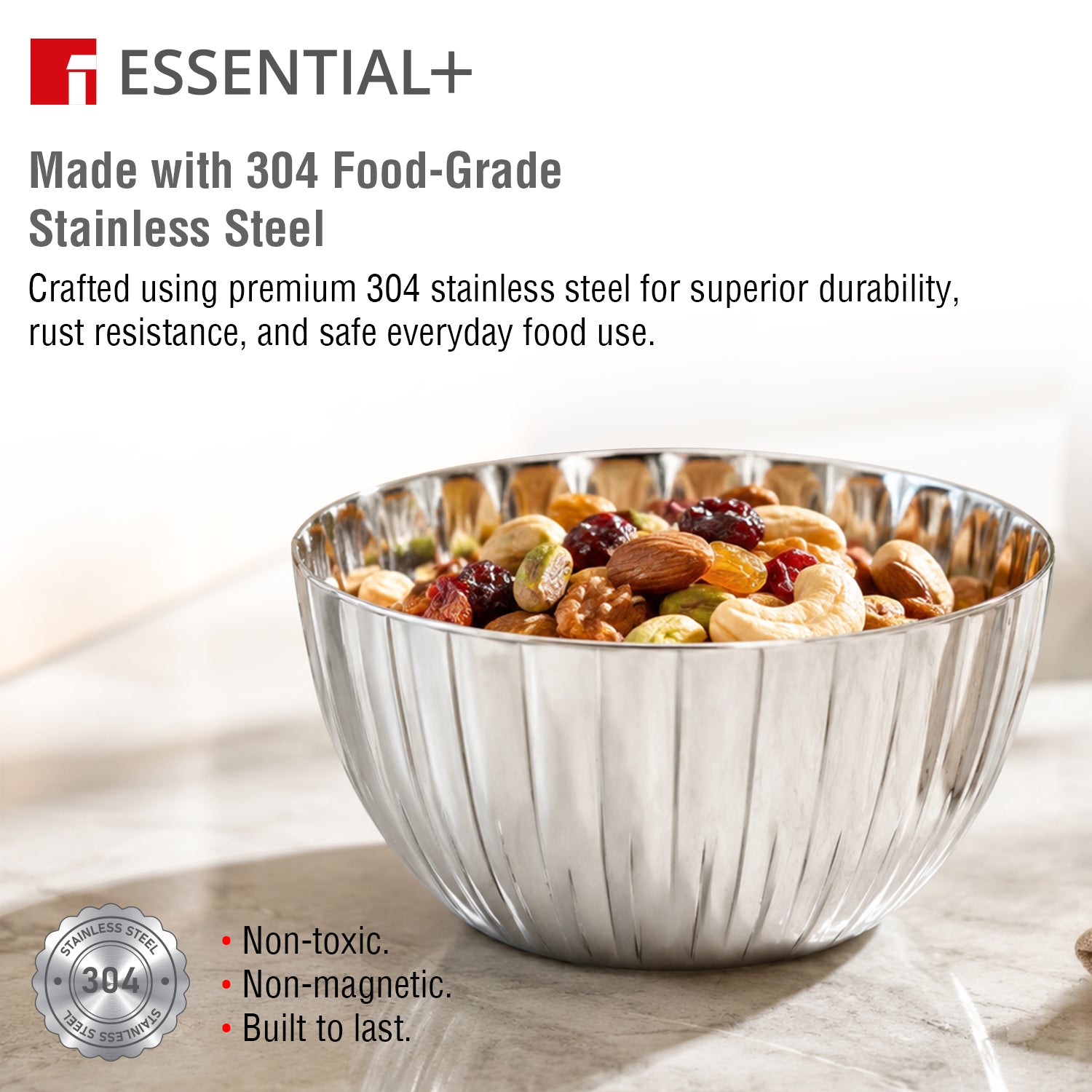 Signature 304 Stainless Steel Hammered Bowl 6 Pcs Set