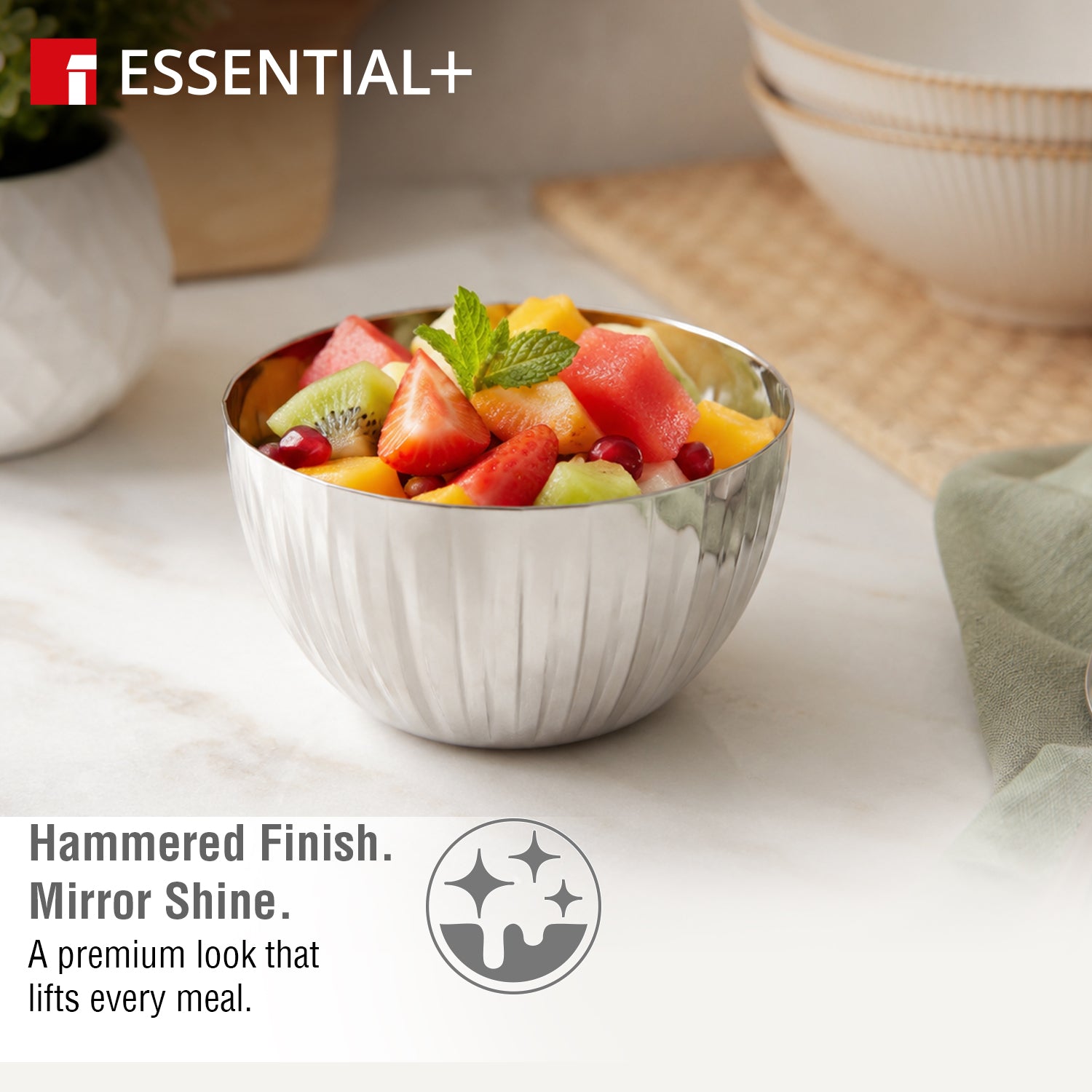 Signature 304 Stainless Steel Hammered Bowl 6 Pcs Set